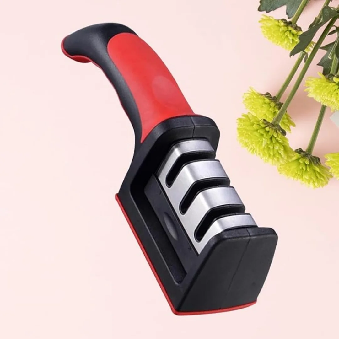 3-in-1 Manual Knife Sharpener - Ergonomic Grip Kitchen Sharpening Tool, Restore Blades for Knives, Scissors & Kitchen Cutlery