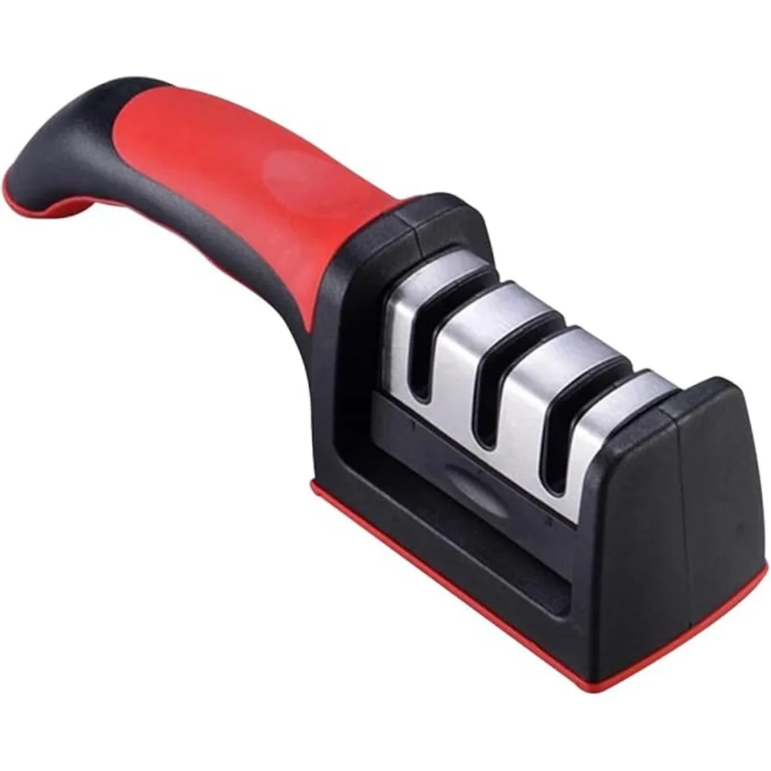 3-in-1 Manual Knife Sharpener - Ergonomic Grip Kitchen Sharpening Tool, Restore Blades for Knives, Scissors & Kitchen Cutlery