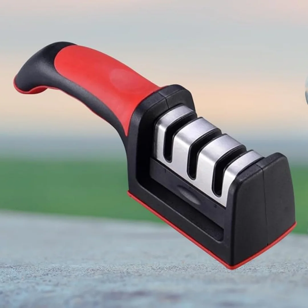 3-in-1 Manual Knife Sharpener - Ergonomic Grip Kitchen Sharpening Tool, Restore Blades for Knives, Scissors & Kitchen Cutlery