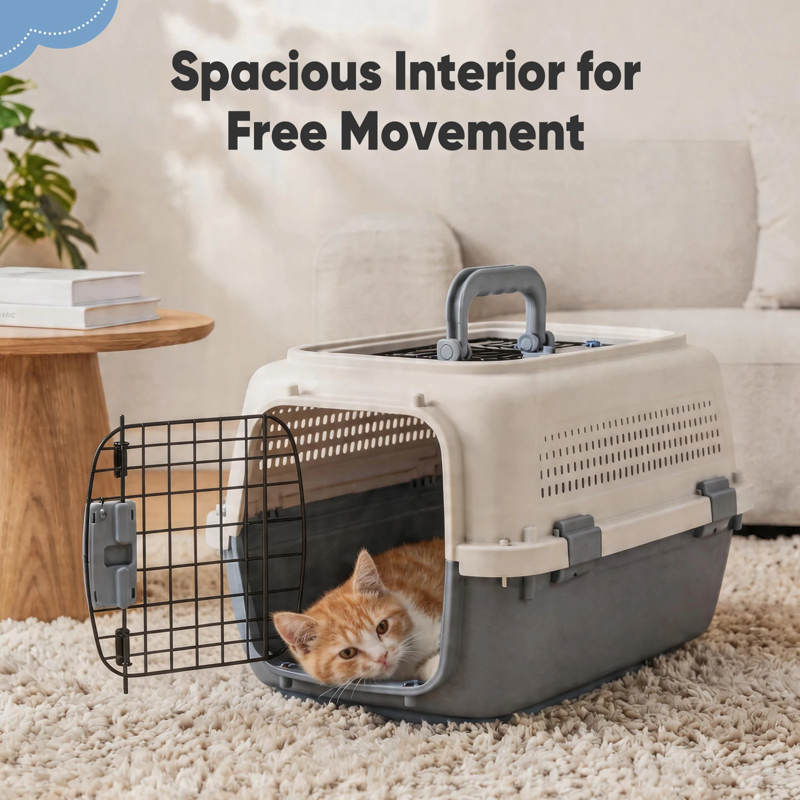JHK 23Inch Pet Carrier for Small Dogs Cats  Front Top Load Wire Door Food Bowl Travel Crate with Enhanced Security Latchesfor