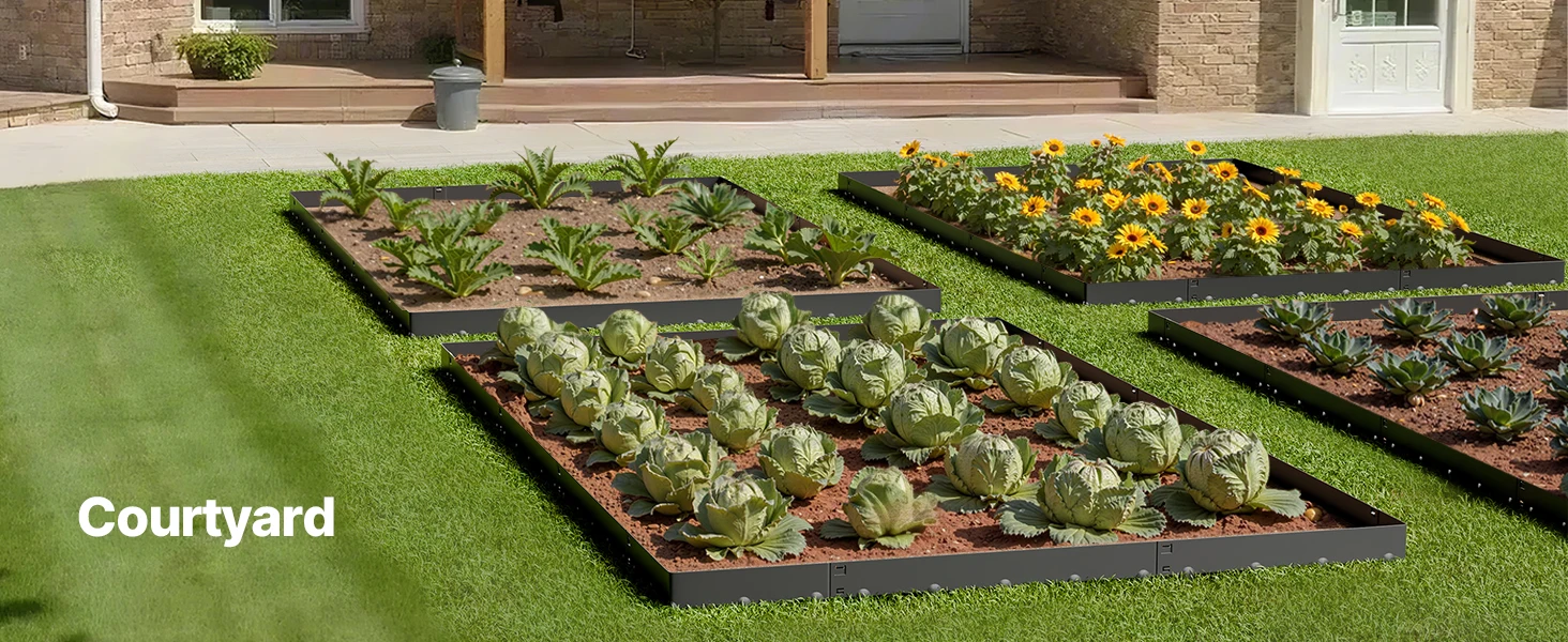 SucceBuy Steel Landscape Edging 5 Pcs 39x3in Rust-Resistant Metal Landscape Edging Bendable Garden Border Heavy Duty Lawn Edging