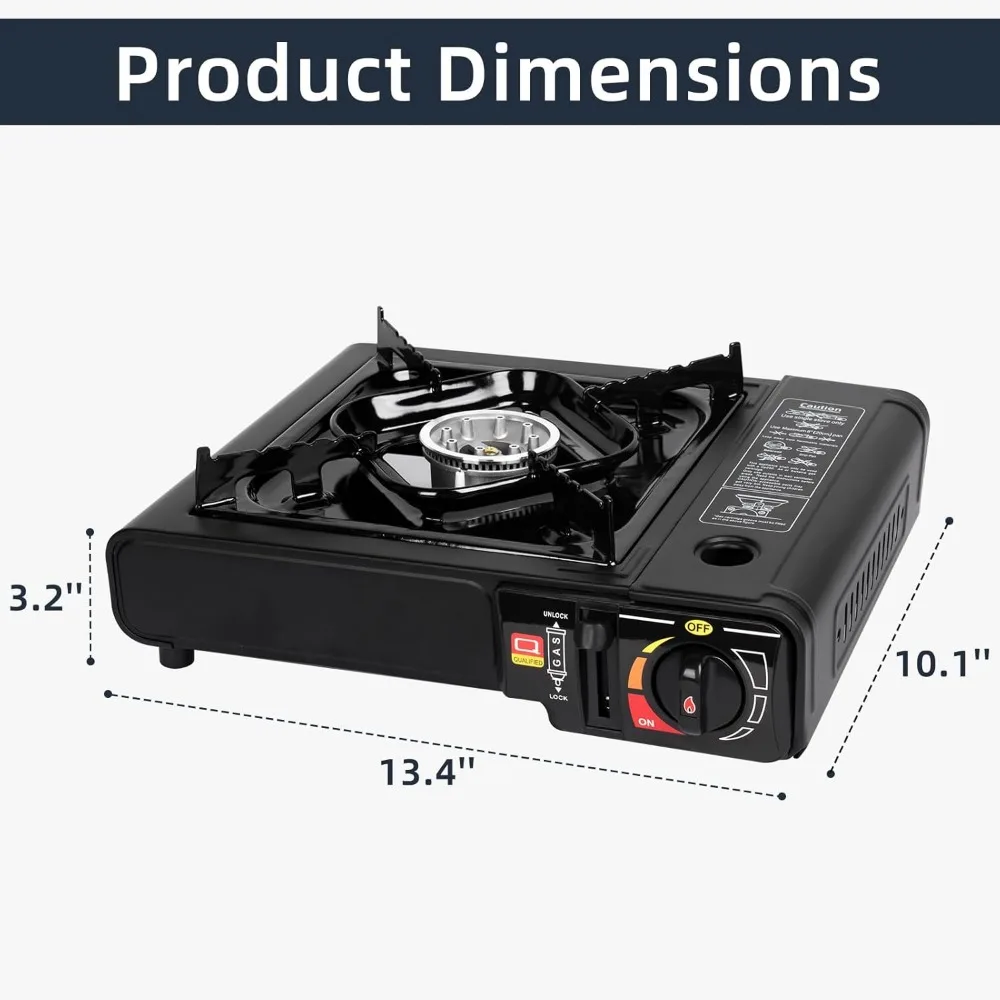 Dual Fuel Portable Camping Stove with Butane Propane Compatibility 7800 BTUs Output Includes Hose and Case