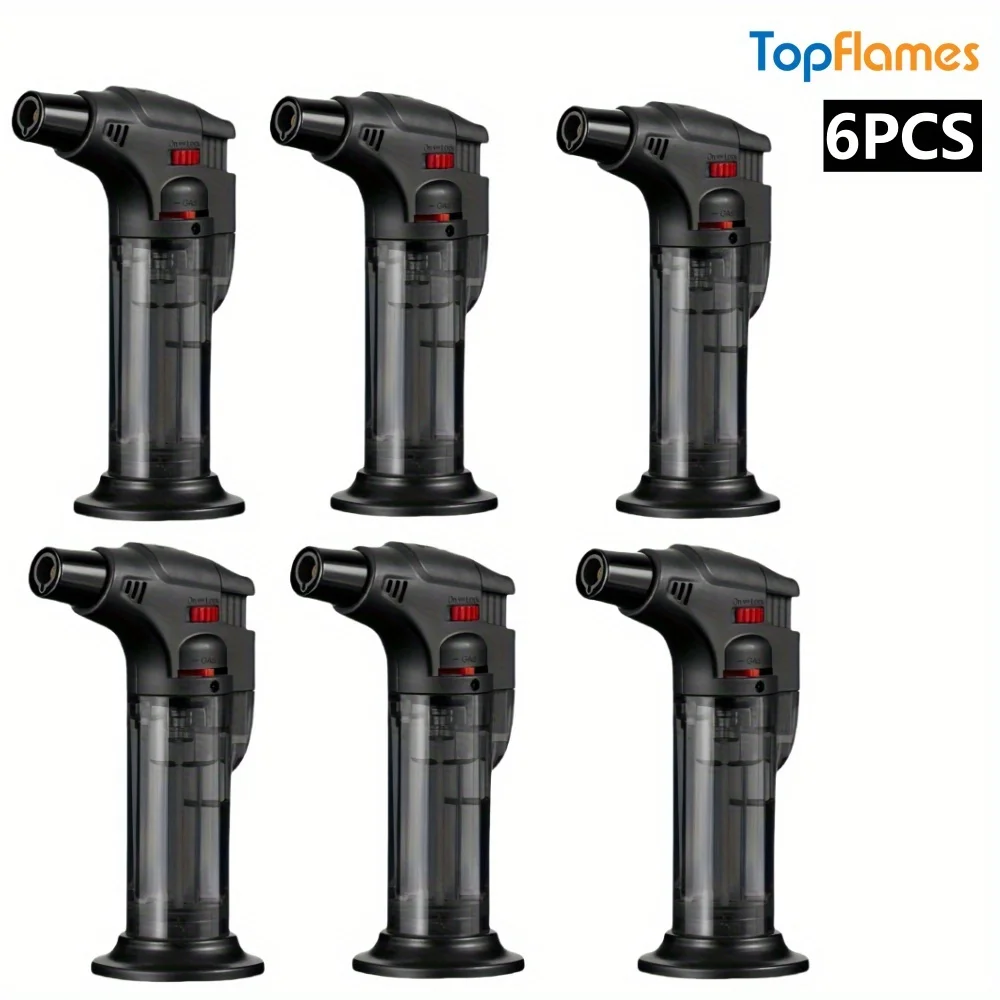 6PCS Spray Gun Jet Butane Gas Igniter with Adjustable Flame Size Portable Torch Lighter Suitable for Camping Cooking Welding BBQ