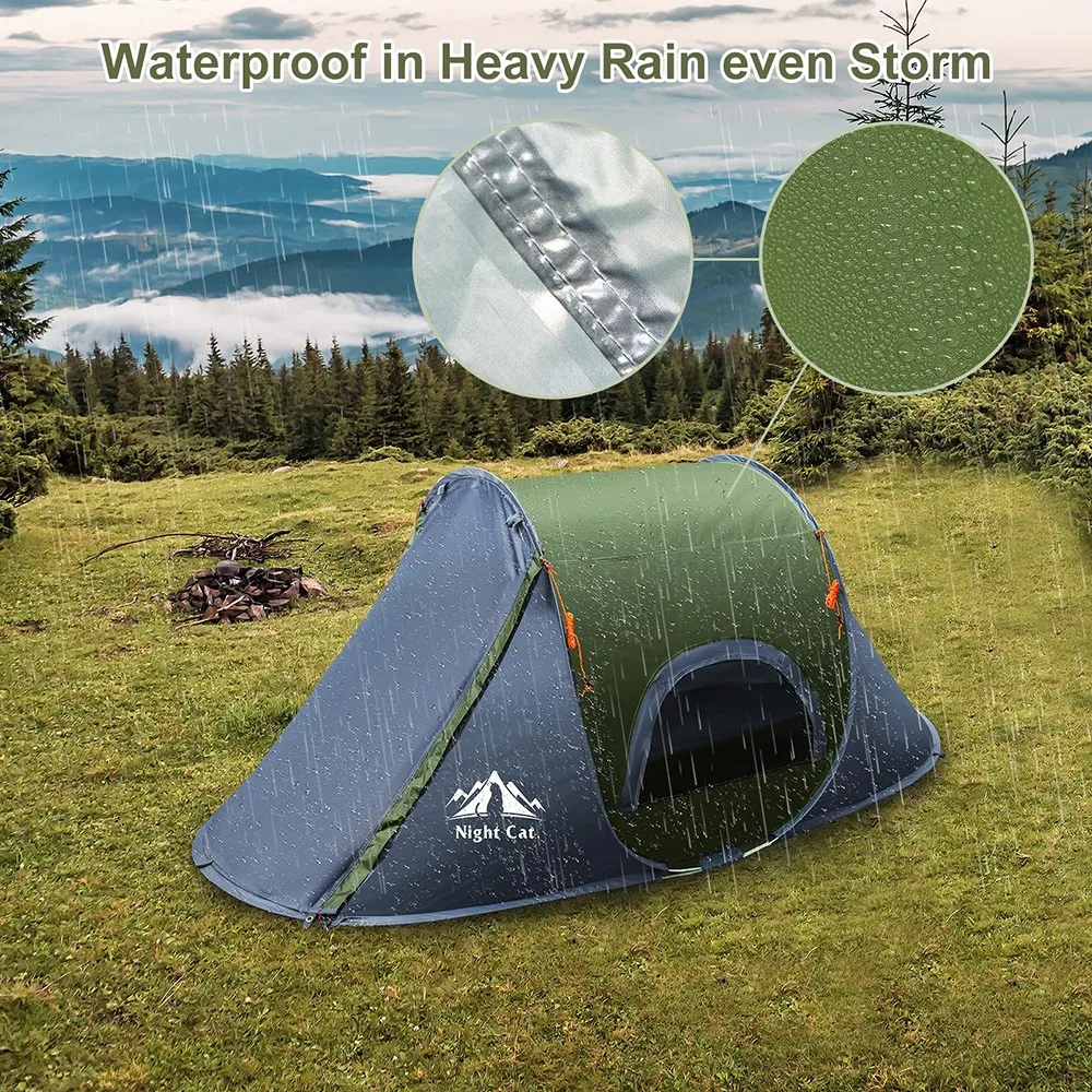 Night Cat Pop-up Camping Tent: 1 Person Tent Waterproof Instant Easy Setup Outdoor Tent For Camping Fishing Hiking Hunting