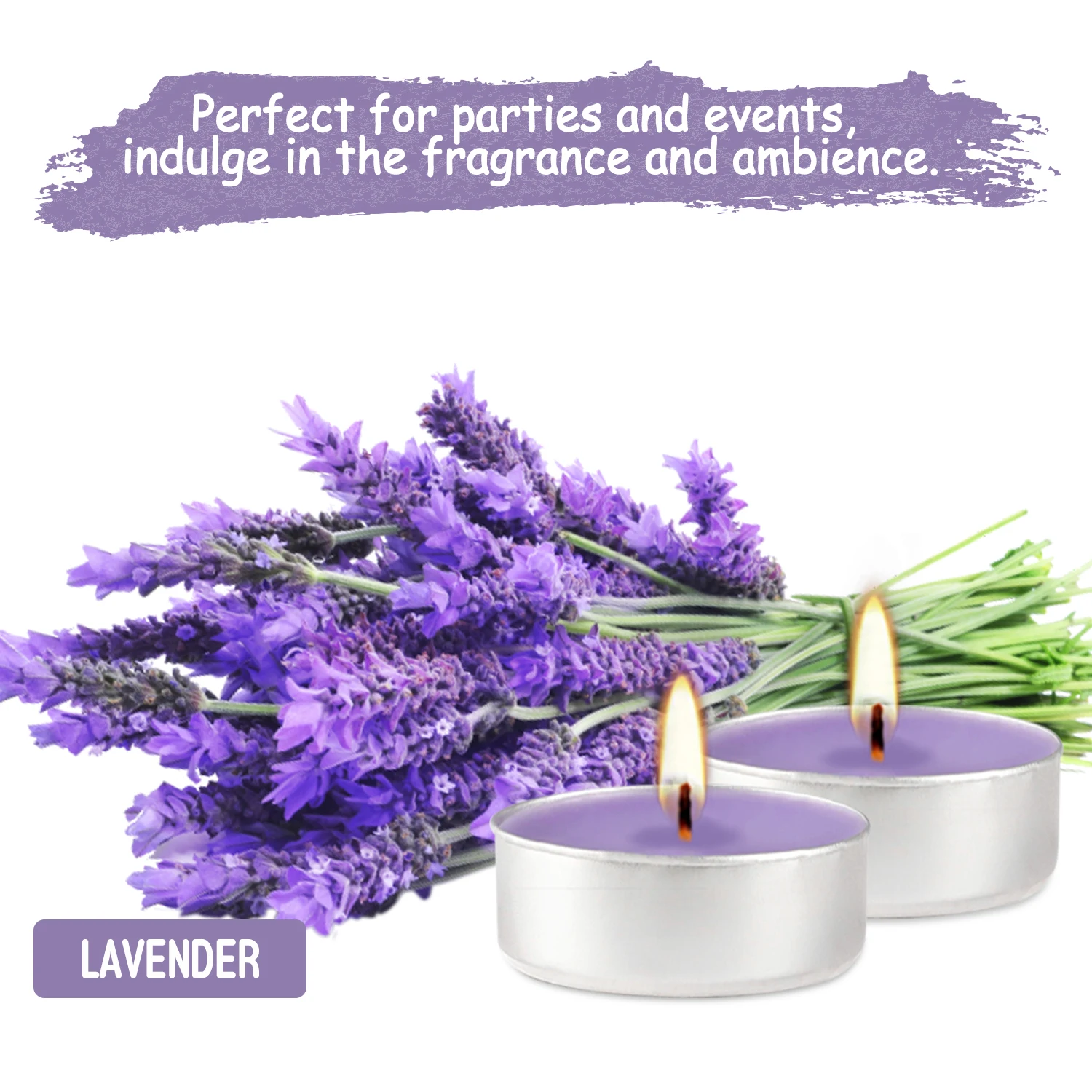 100 Lavender Scented Aluminum Shell Tea Wax, Purple Tea Wax Burns with Lavender Fragrance, Suitable for Family Parties