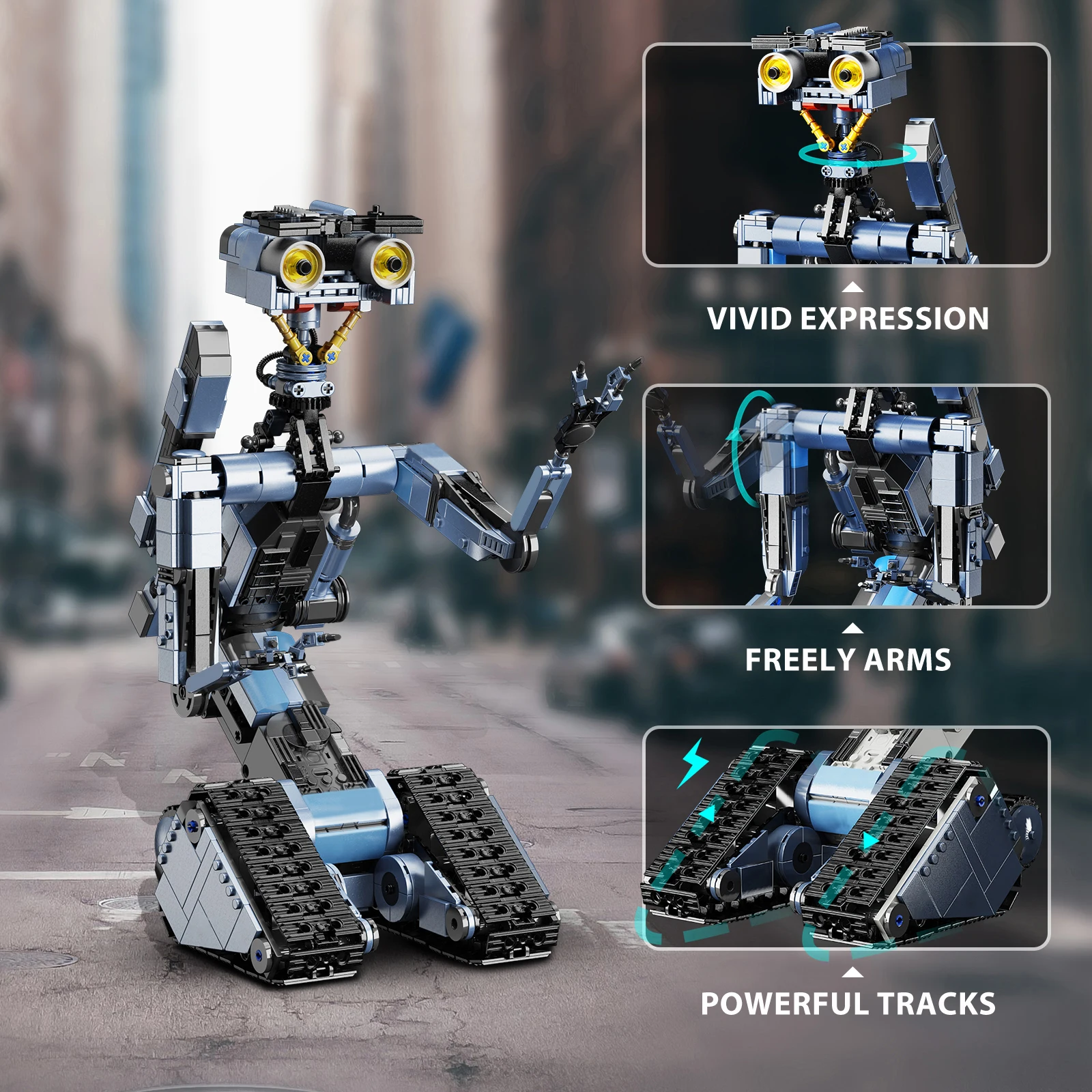 Johnny 5 Robot Building Blocks Set with Remote Control Creative Machine Home Decoration Room Desktop Ornament Chirstmas Gifts for Adult
