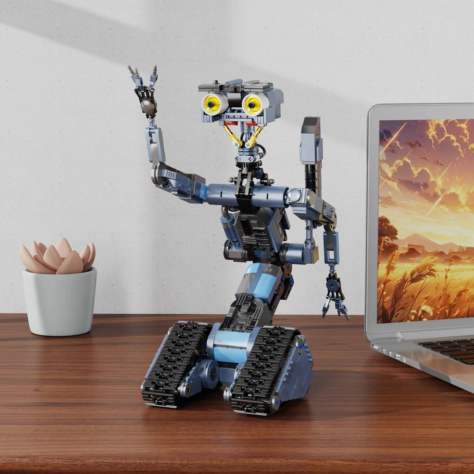 Johnny 5 Robot Building Blocks Set with Remote Control Creative Machine Home Decoration Room Desktop Ornament Chirstmas Gifts for Adult