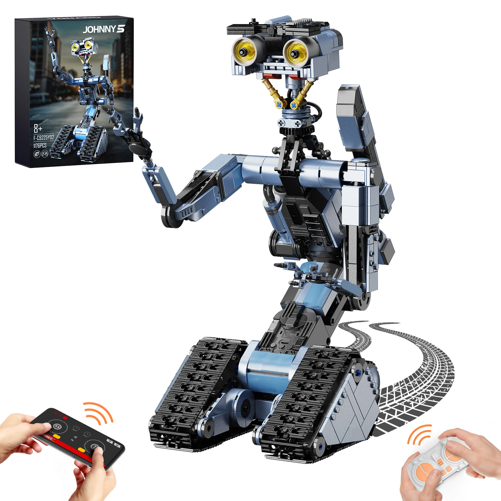 Johnny 5 Robot Building Blocks Set with Remote Control Creative Machine Home Decoration Room Desktop Ornament Chirstmas Gifts for Adult