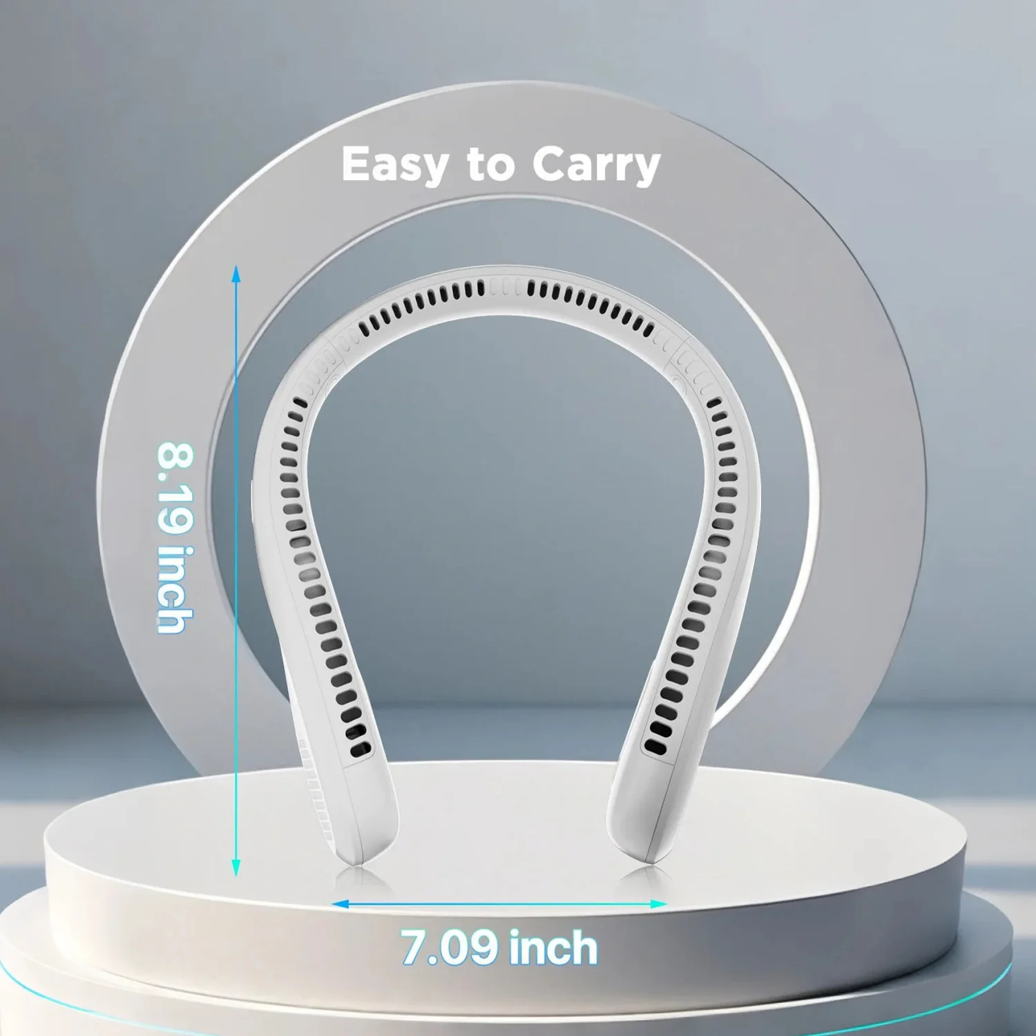 Portable Neck Fan, Rechargeable Bladeless Wearable Fan with 4 Speeds, 66 Vents, Lightweight Personal Fan for Work, Cooking, Travel, Camping, Gym