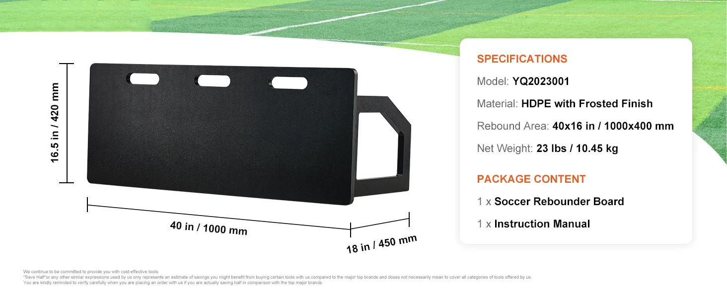 SucceBuy 40"X16" Soccer Rebounder Board with 2 Angles Rebound Foldable HDPE Kickback Rebound Board for Passing&Shooting Practice