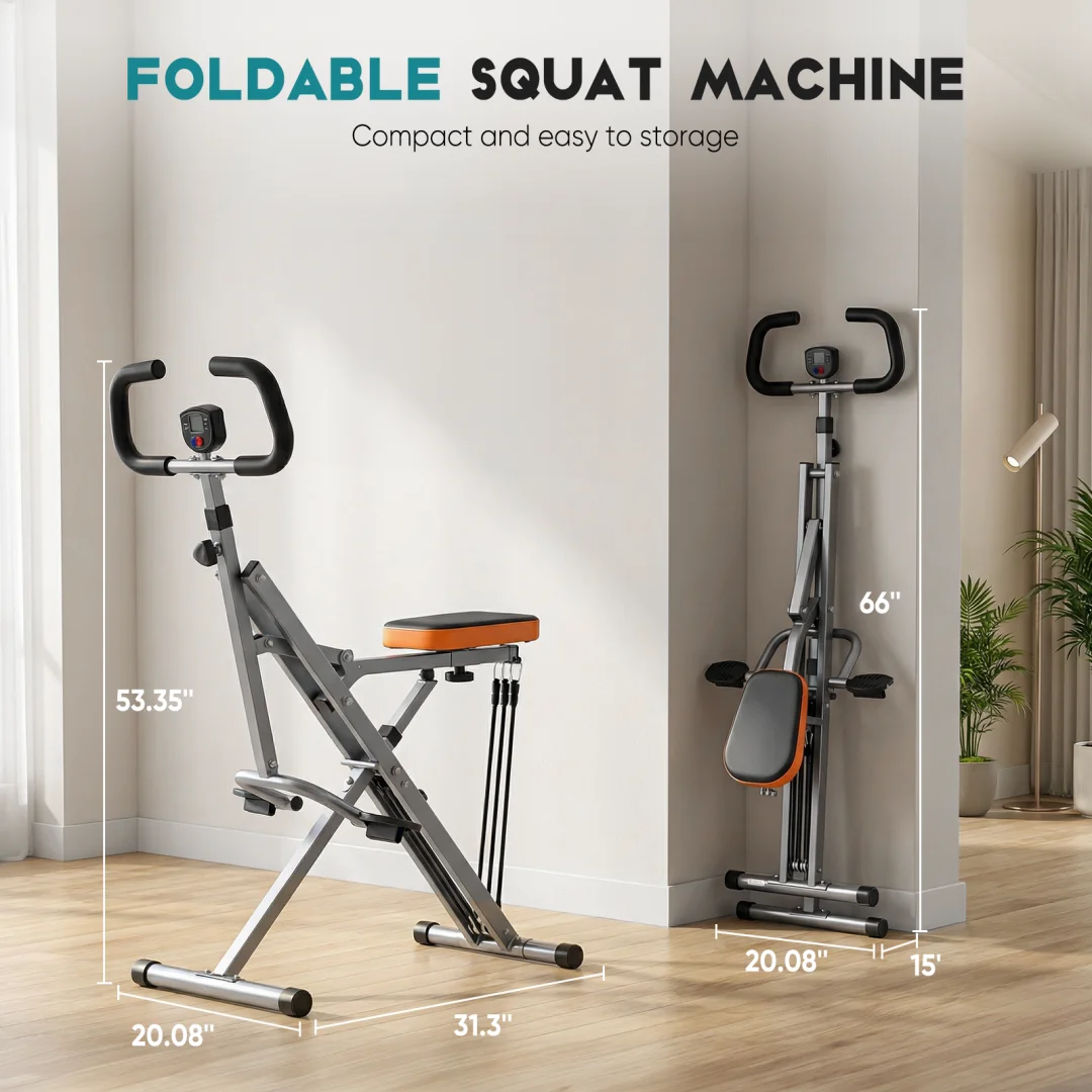 Home Squat Machine, A 330-pound Weight-bearing Lower Body Exercise Equipment With Adjustable Resistance, Foldable Fitness Machine