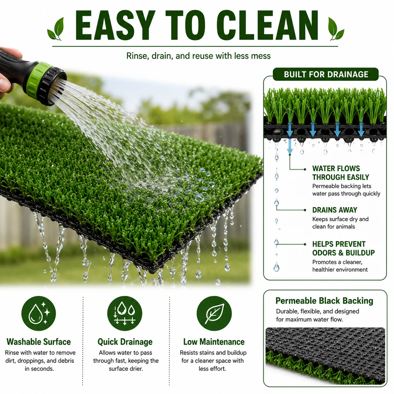 6FT X 30FT Artificial Grass Turf Roll 0.4in Poultry Coop Flooring Mat Quick Drain Synthetic Rug Black Backing Easy Clean Outdoor Farm Cover with Stakes for Chickens & Ducks