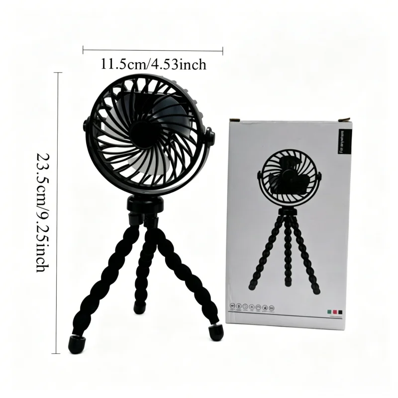 360° Rotatable Flexible Clip On Mini Fan, USB Rechargeable Strong Airflow Handheld Portable Fan for Stroller Crib Car Seat Bike Treadmill Outdoor Travel