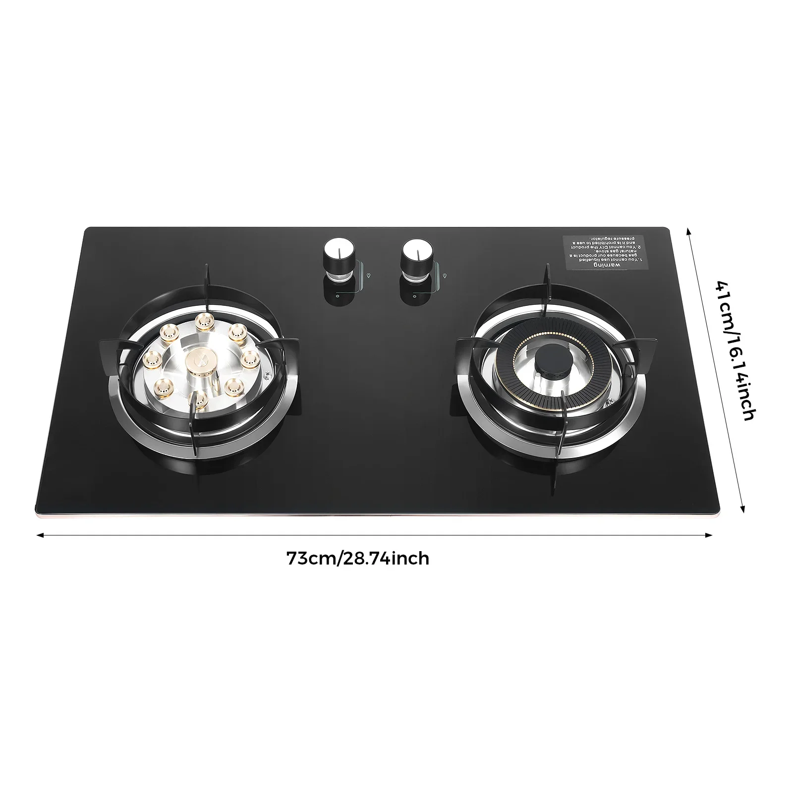 2 Burner Propane Gas Cooktop, Countertop/Recessed Tempered Glass Stove Lpg/Natural Gas Hob with Black Crystal Glass Panel