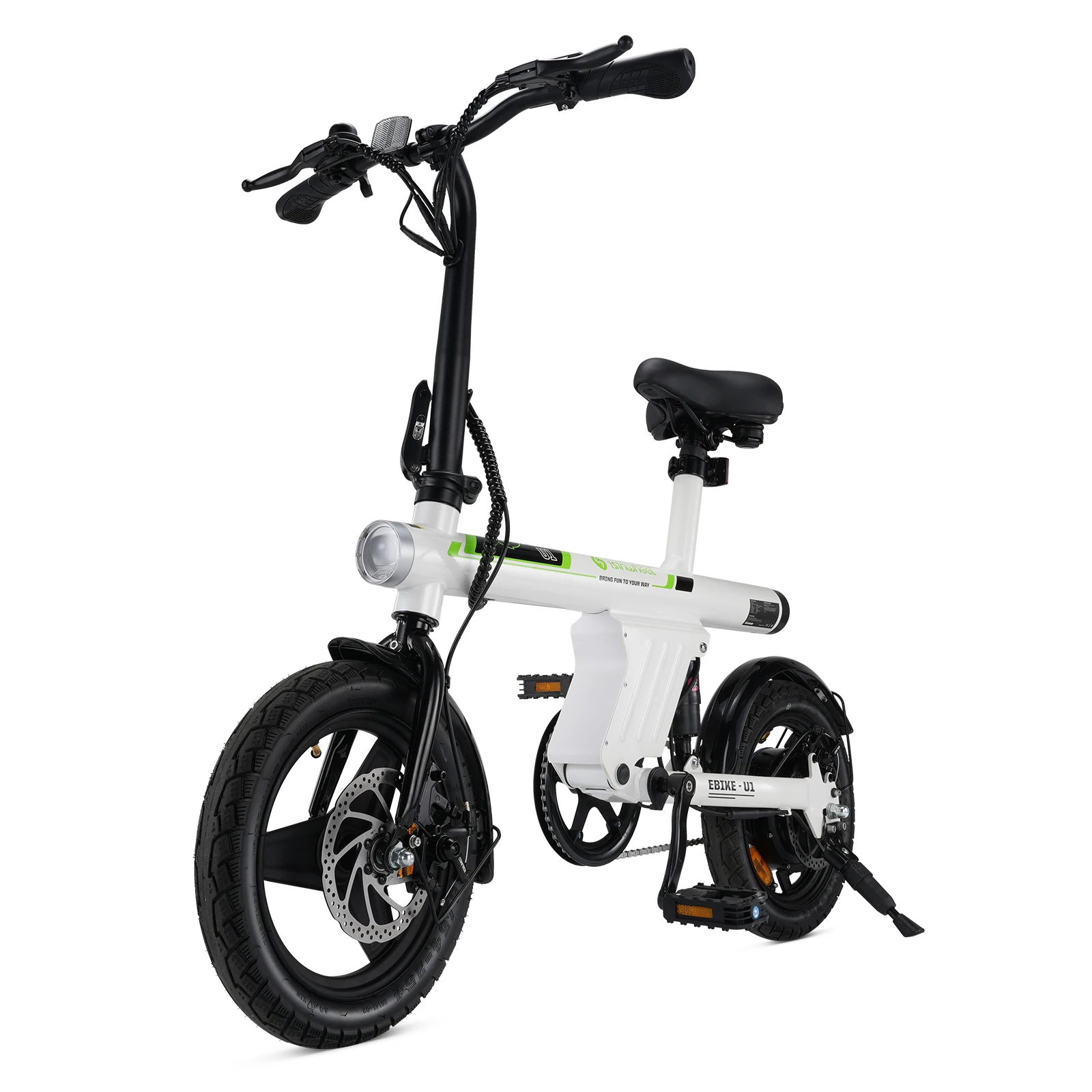 Isinwheel U1  Adult Electric Bicycle,500W city ebike, 36V 7.8AH commuting E-bike, 14  Tire Foldable Electric Bike