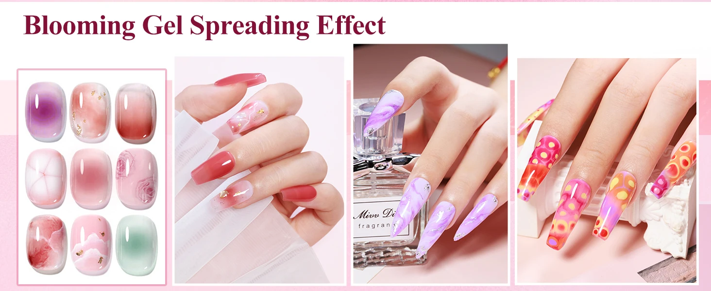 Makartt Clear Blooming Gel, 15ml Soak Off Nail Lamp Gel Nail Polish Glossy Finish Long Lasting for Home Nail DIY Manicure
