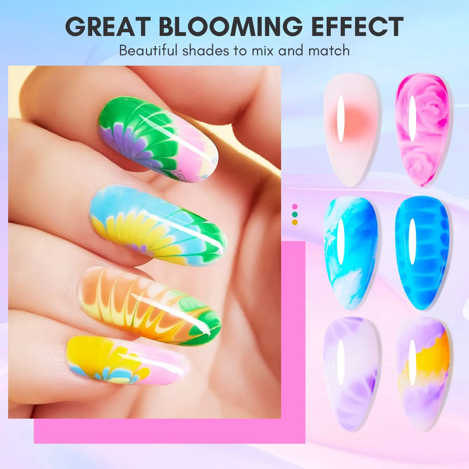 Makartt Clear Blooming Gel, 15ml Soak Off Nail Lamp Gel Nail Polish Glossy Finish Long Lasting for Home Nail DIY Manicure