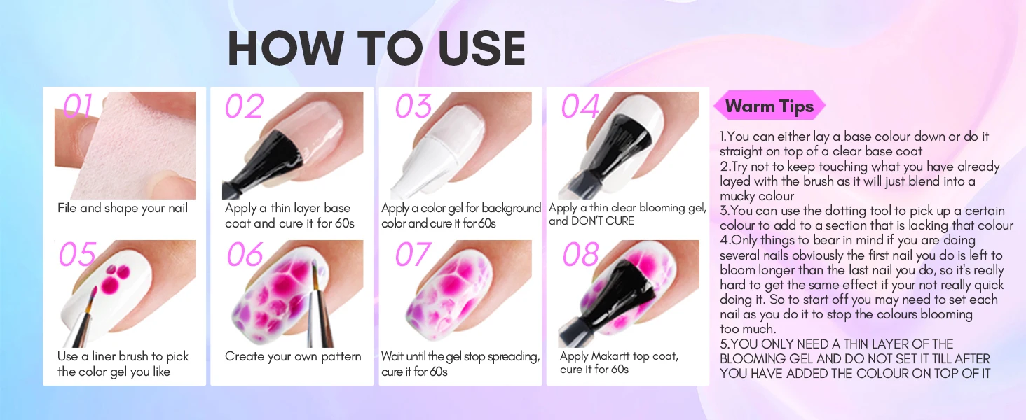 Makartt Clear Blooming Gel, 15ml Soak Off Nail Lamp Gel Nail Polish Glossy Finish Long Lasting for Home Nail DIY Manicure