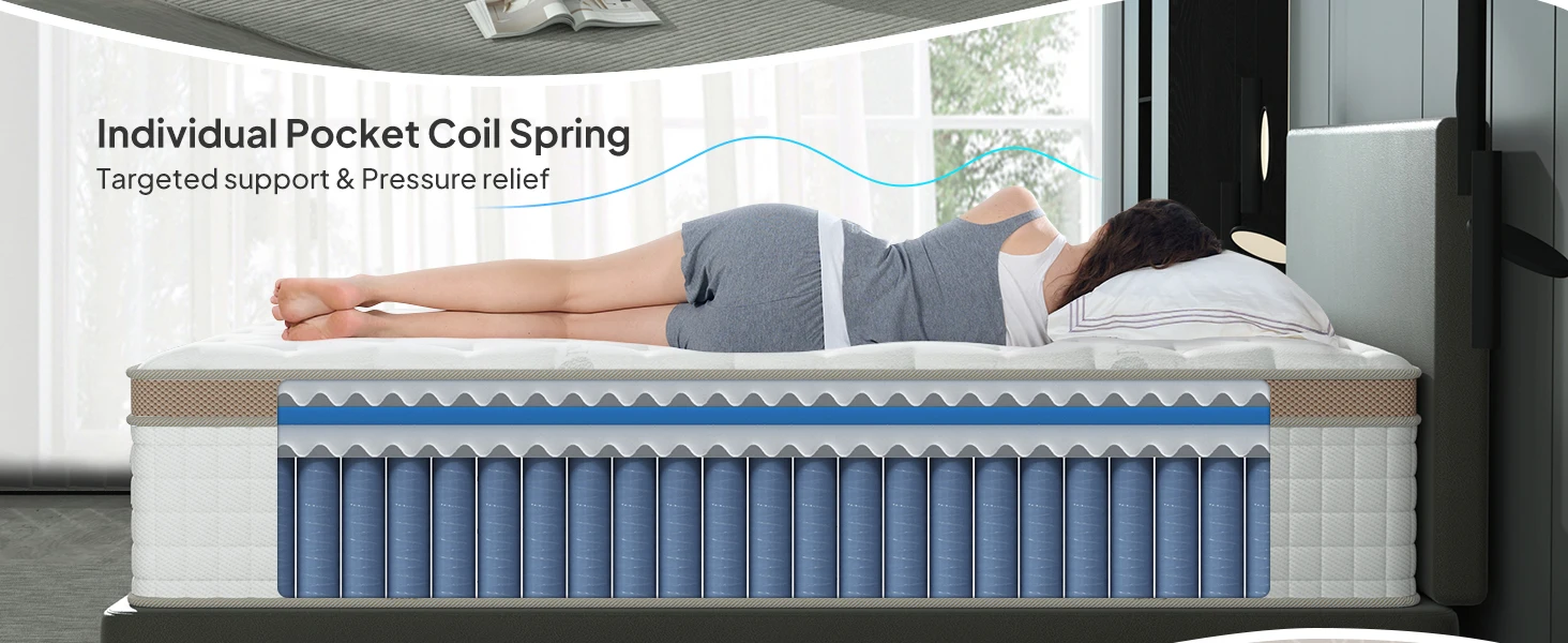 BedStory 14'' Full/King/Queen Size Mattress, Luxury Hybrid Mattress, Gel Memory Foam & Pocket Springs, Manufactured in USA