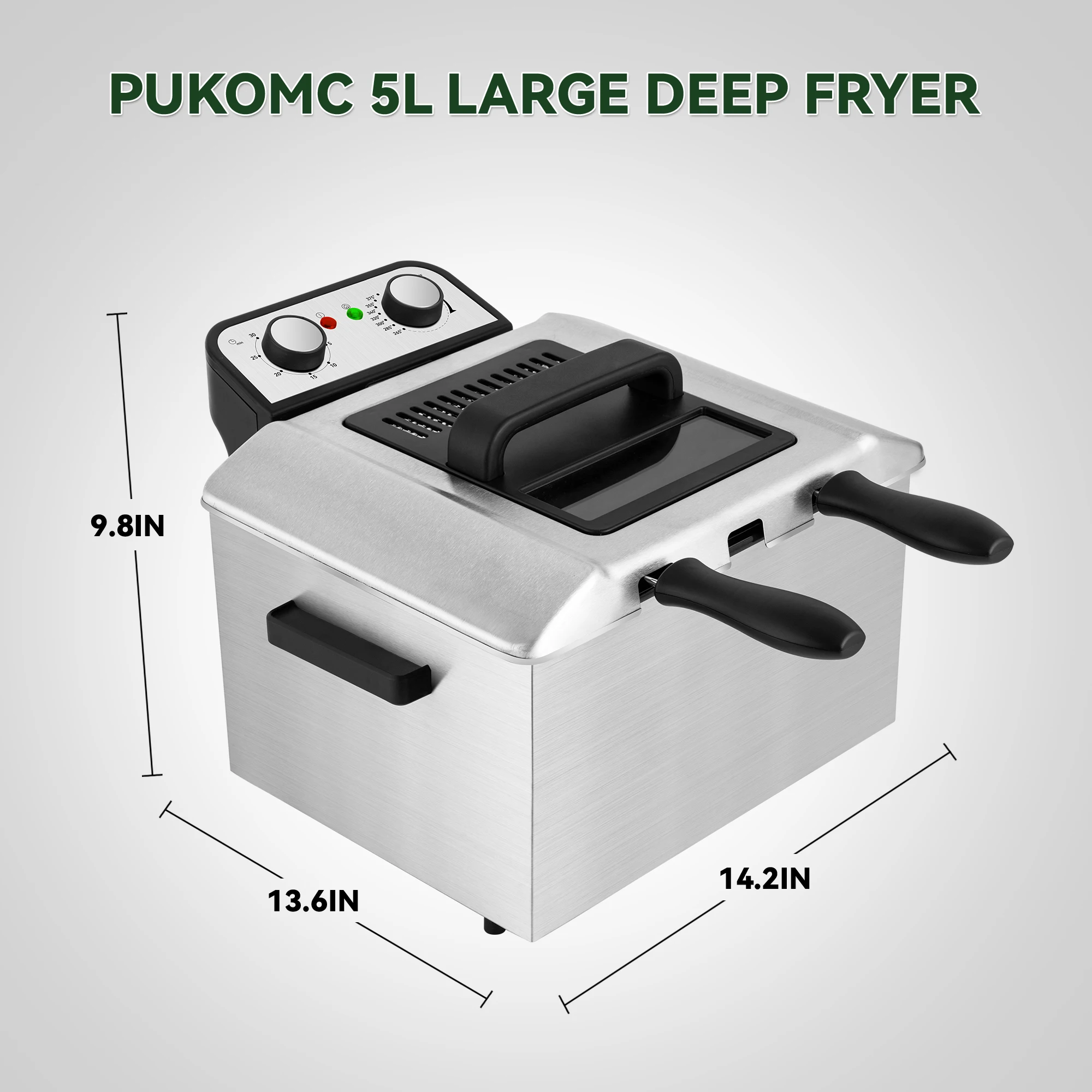Suslas 1.5L-6L Electric Deep Fryer Stainless Steel Countertop Fryer with View Window, Adjustable Temp & Removable Basket