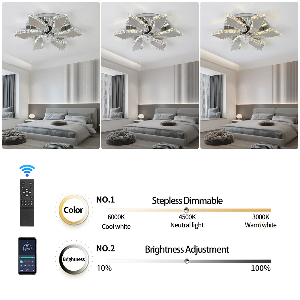 LED Ceiling Fan Lamp Chandelier Retractable Blades Pendant Fan Light Modern Decor Lustre Fixture Living Dining Room Chandelier