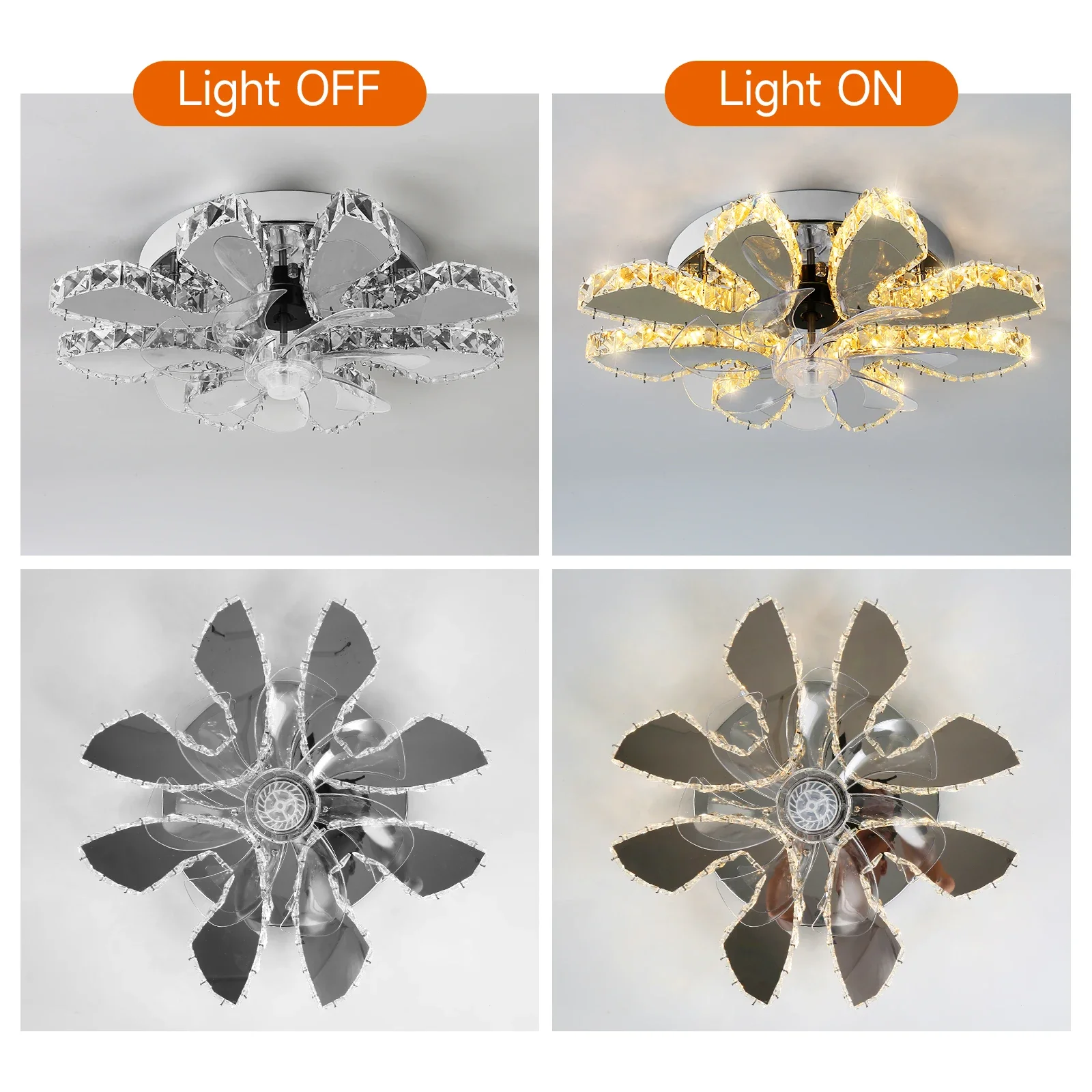 LED Ceiling Fan Lamp Chandelier Retractable Blades Pendant Fan Light Modern Decor Lustre Fixture Living Dining Room Chandelier