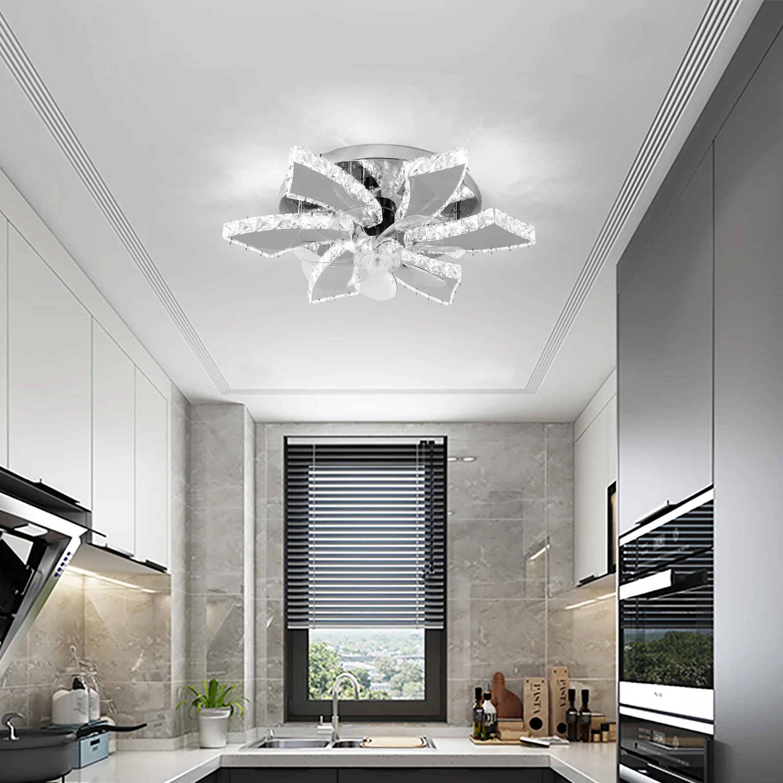 LED Ceiling Fan Lamp Chandelier Retractable Blades Pendant Fan Light Modern Decor Lustre Fixture Living Dining Room Chandelier