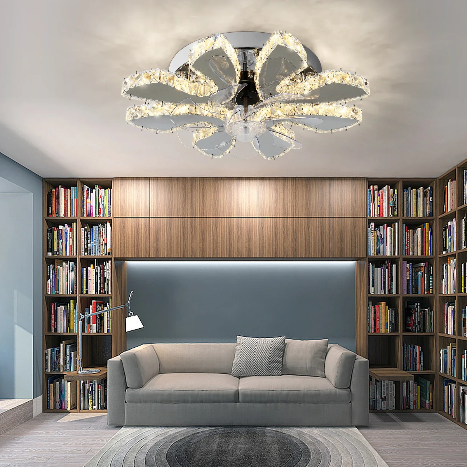 LED Ceiling Fan Lamp Chandelier Retractable Blades Pendant Fan Light Modern Decor Lustre Fixture Living Dining Room Chandelier