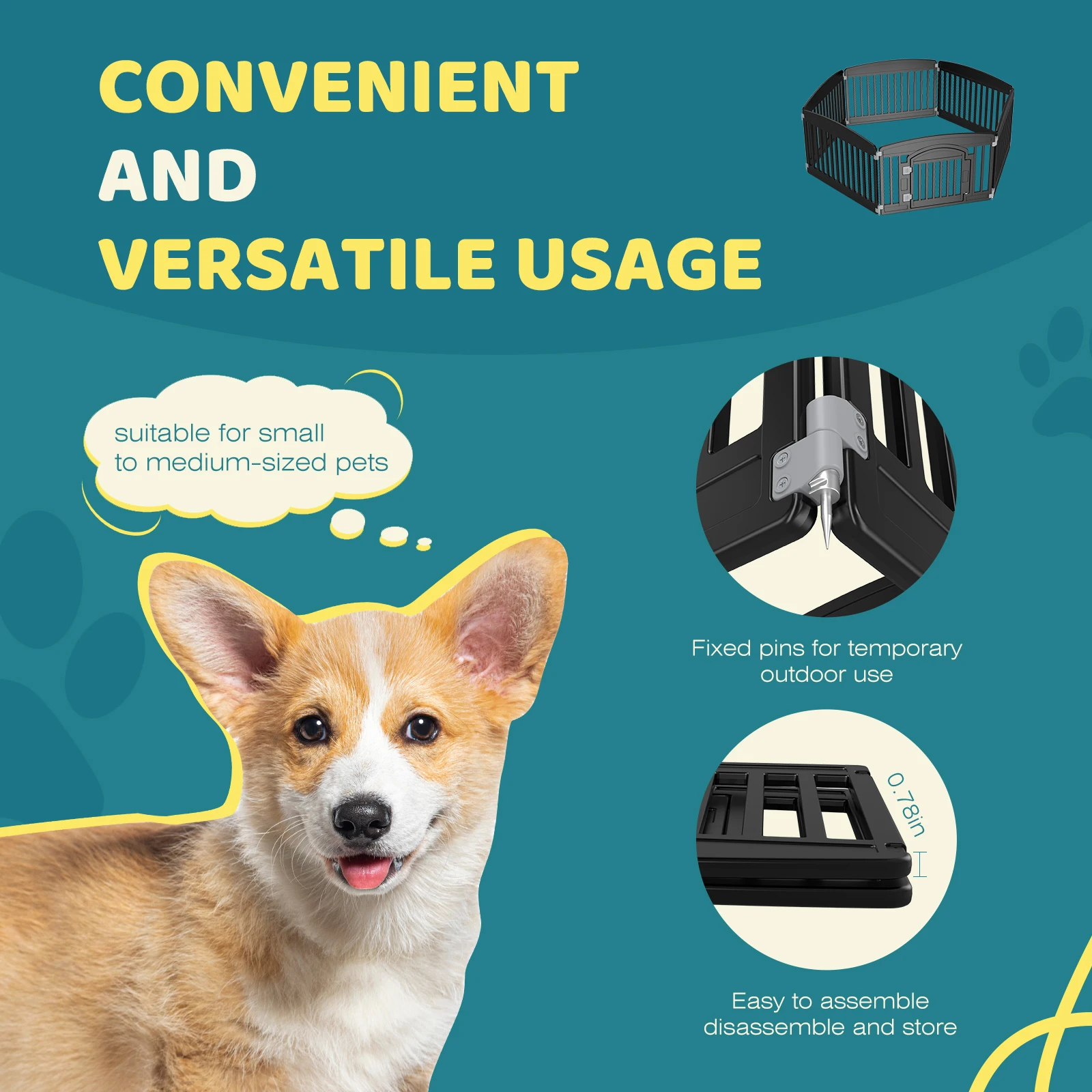 JHK Plastic Dog Playpen 6 Panel 24IN Expandable Durable Pet Fence for Medium Dogs Indoor Outdoor Folding Portable Puppy Playpen