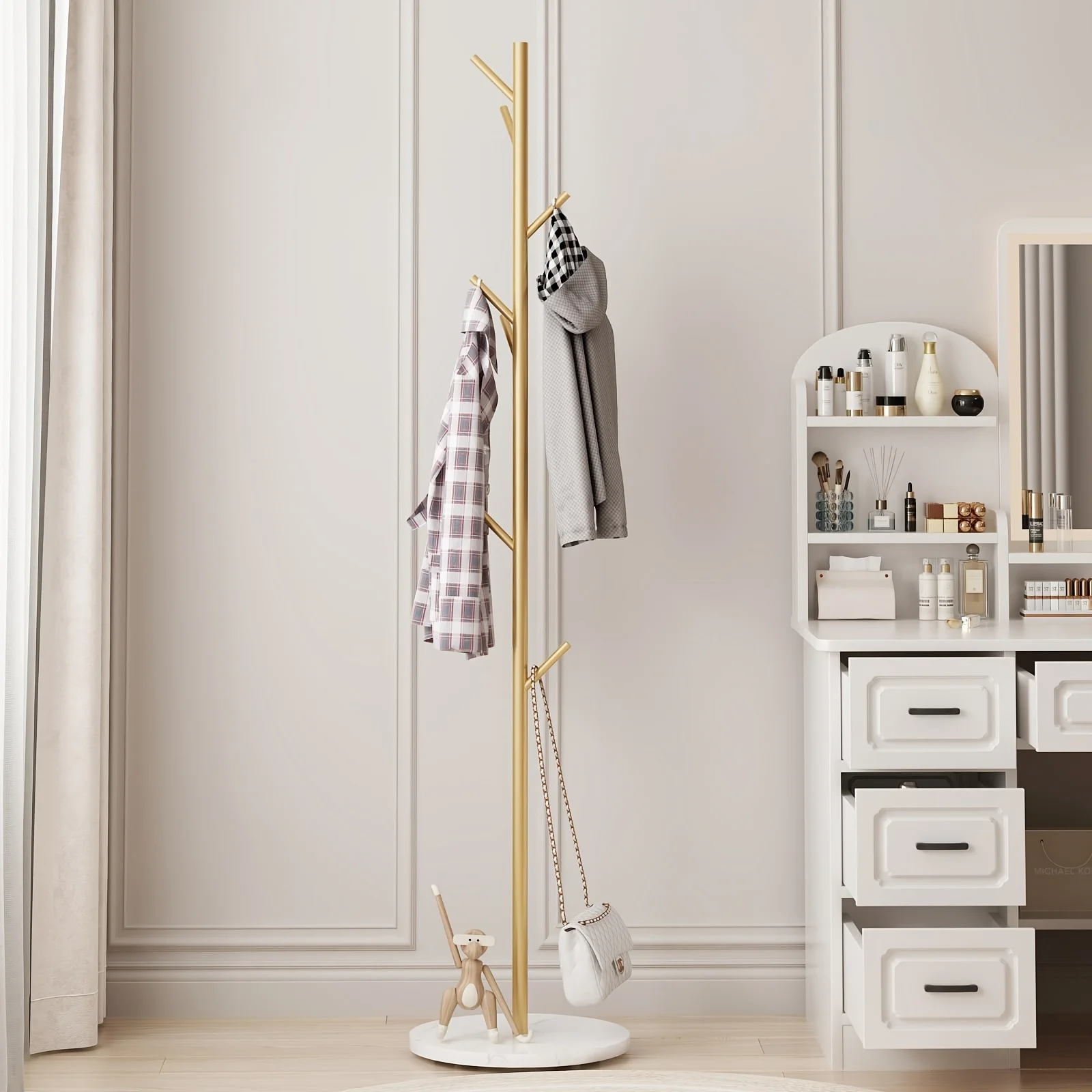 Marble Clothes Hanger Floor-Standing Bedroom Rack Simple Coat Stand Popular Clothes Organizer Luxury Garment Display