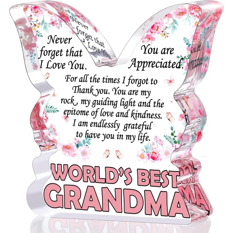 Butterfly Grandma Plaque - Heartfelt Gift from Granddaughter for Christmas & Mother's Day