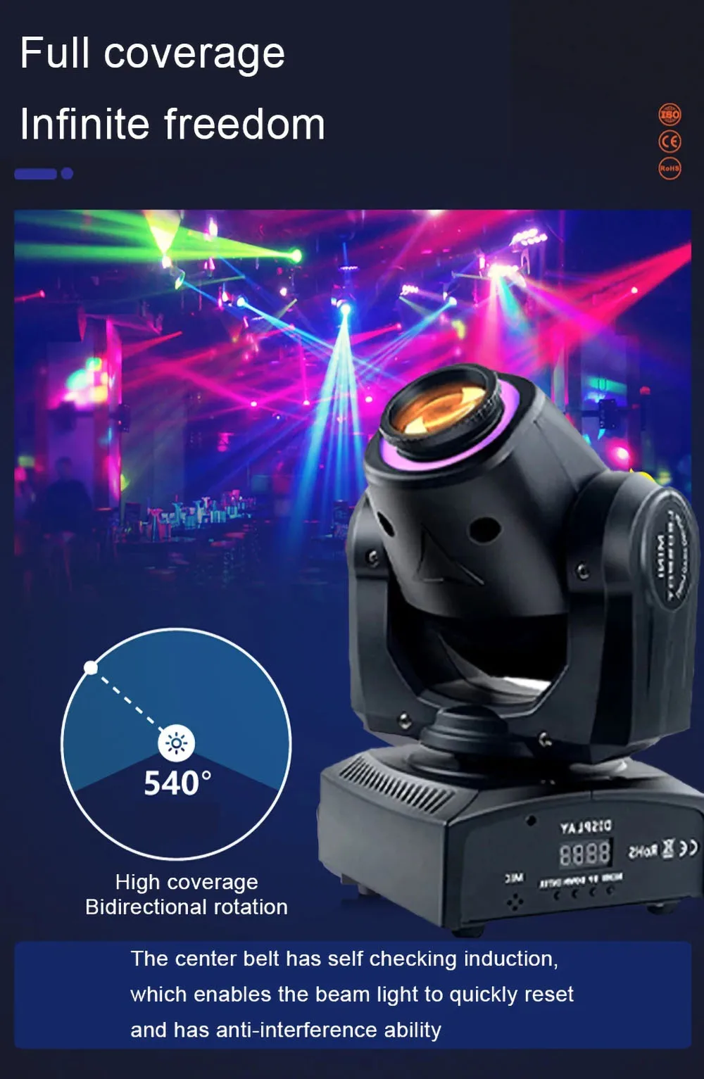 2PCS 80W Professional Stage Lights DMX512 Party DJ Disco Lights Pattern Moving Head Lights Sound-Activated Atmosphere Lights