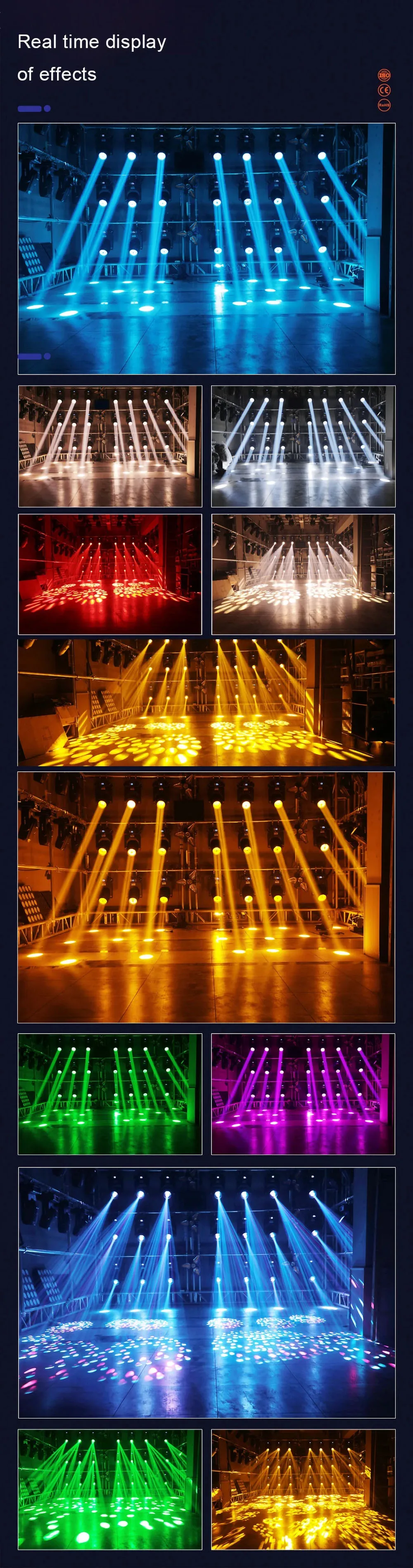 2PCS 80W Professional Stage Lights DMX512 Party DJ Disco Lights Pattern Moving Head Lights Sound-Activated Atmosphere Lights