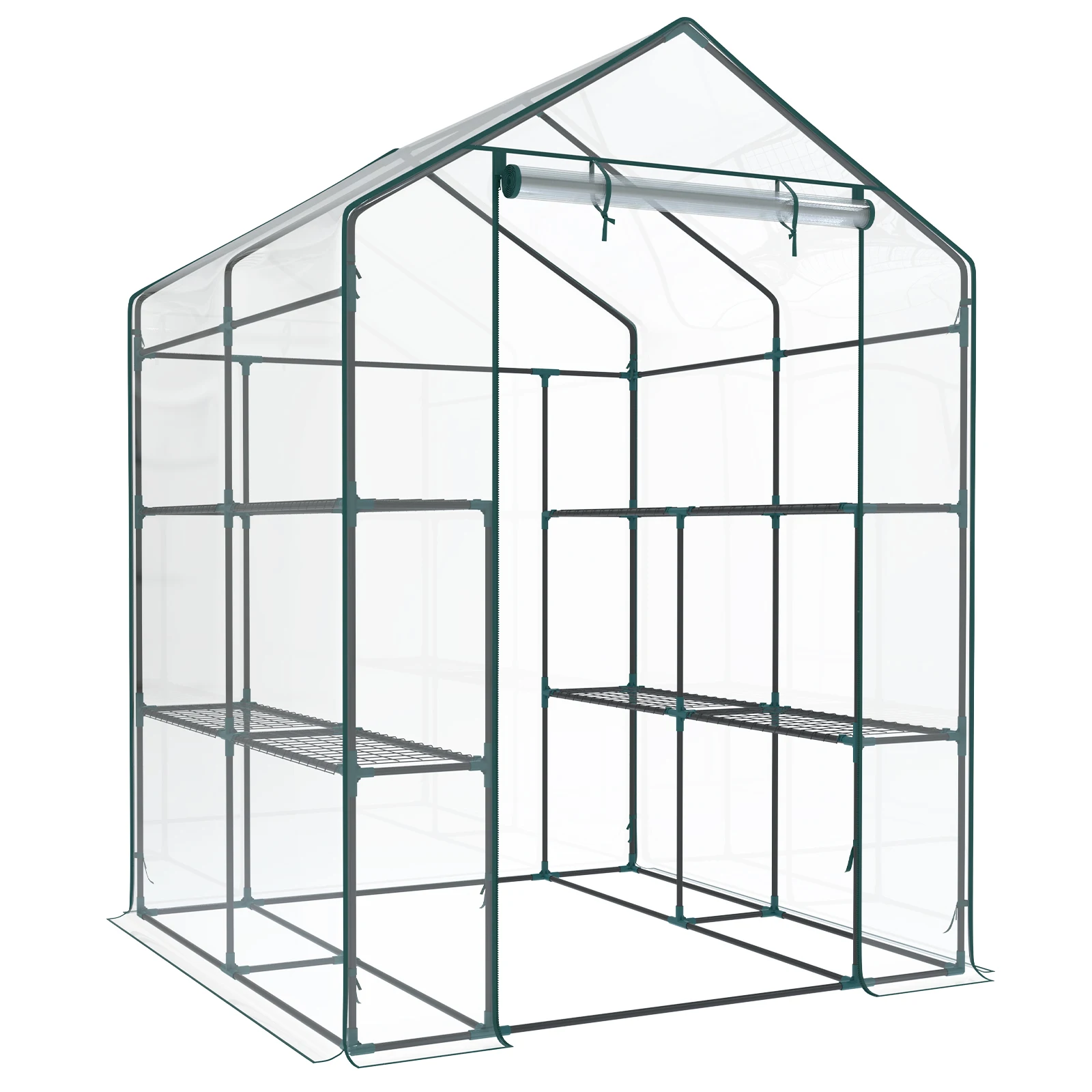 JHK 56-Inch Portable Walk-In Greenhouse with Shelf Transparent Multi-Tier Plant Growing Rack for Indoor and Outdoor Garden Patio