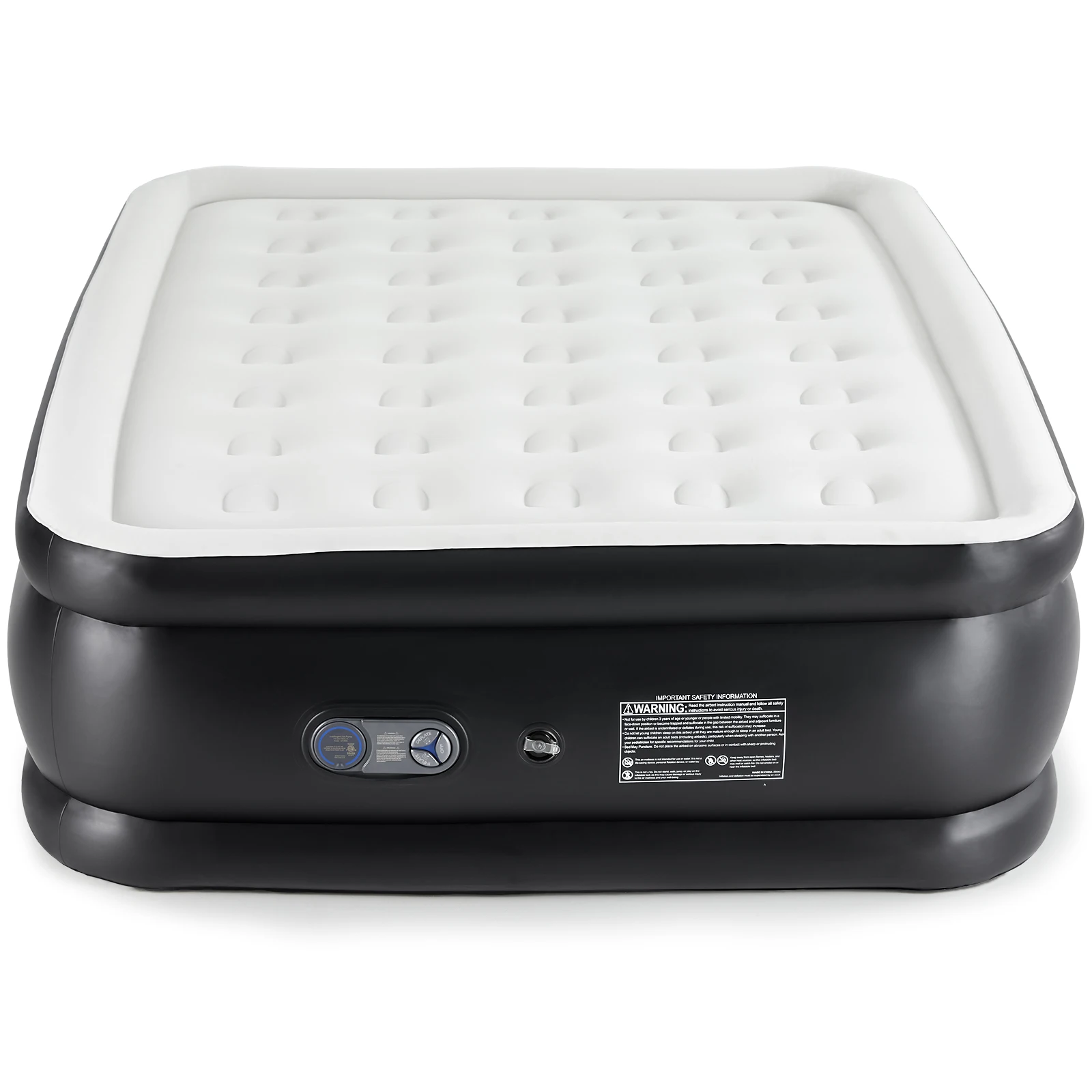 MCQ 16IN Air Mattress with Built in Pump Double Height Air Bed Weight Capacity 660 lbs Non-Slip Bottom Home Bedroom Furniture