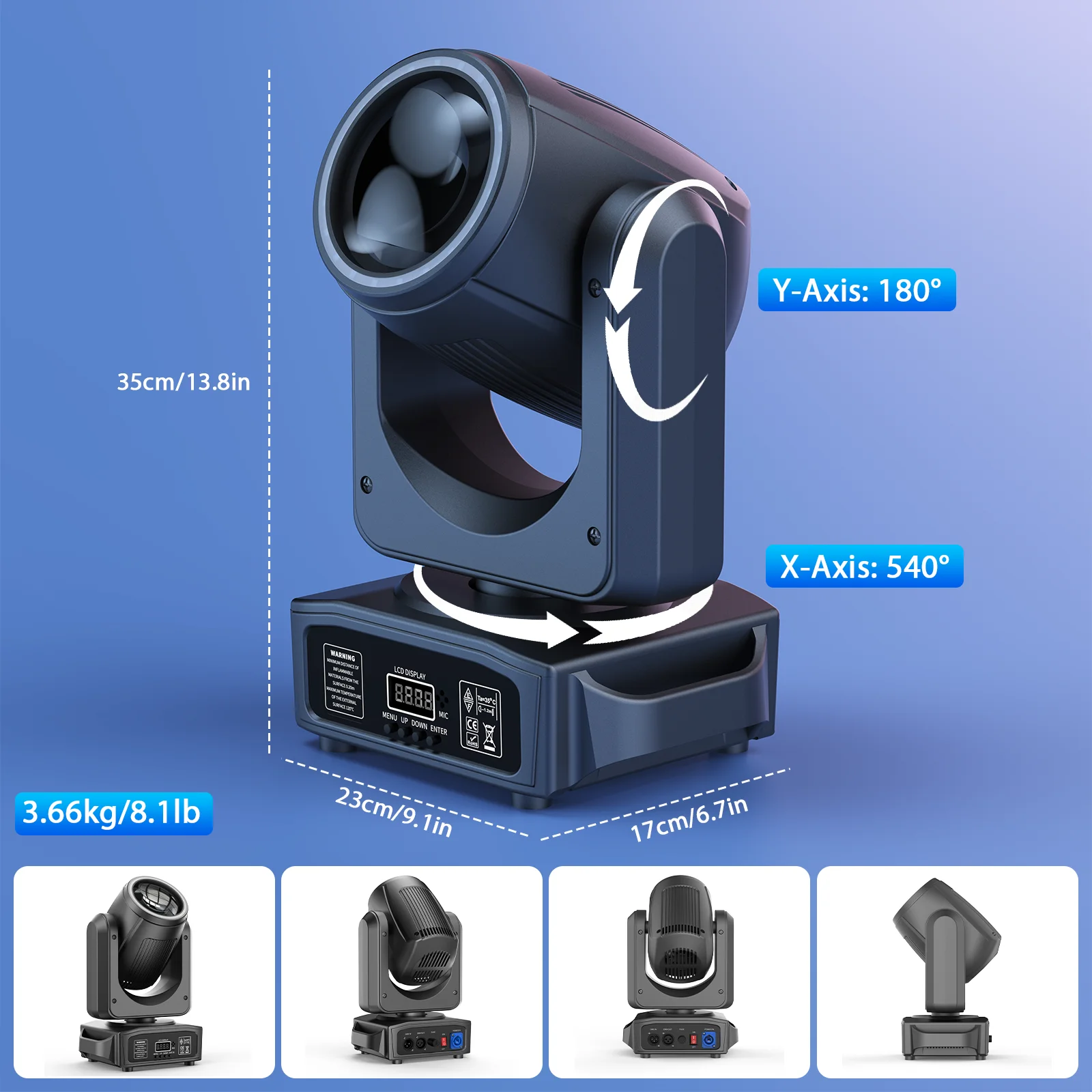 DayFlicker 200W White LED And RGB Halo 18-Facet Prism Moving Head with DMX512 14CH Sound-Activated For Disco Wedding Parties