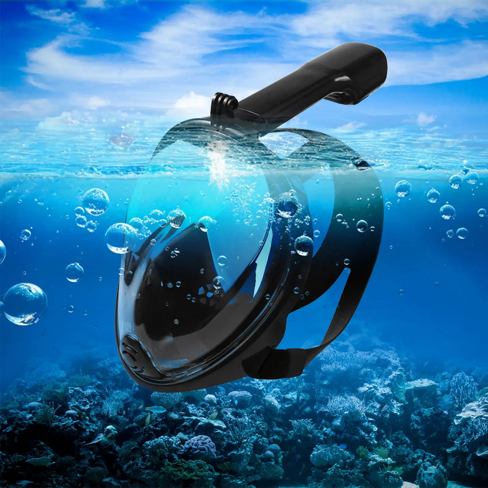 1 Set Full Face Scuba Diving Mask Anti Fog Goggles With Camera Mount Underwater Wide View Snorkel Swimming Mask Snorkling Set