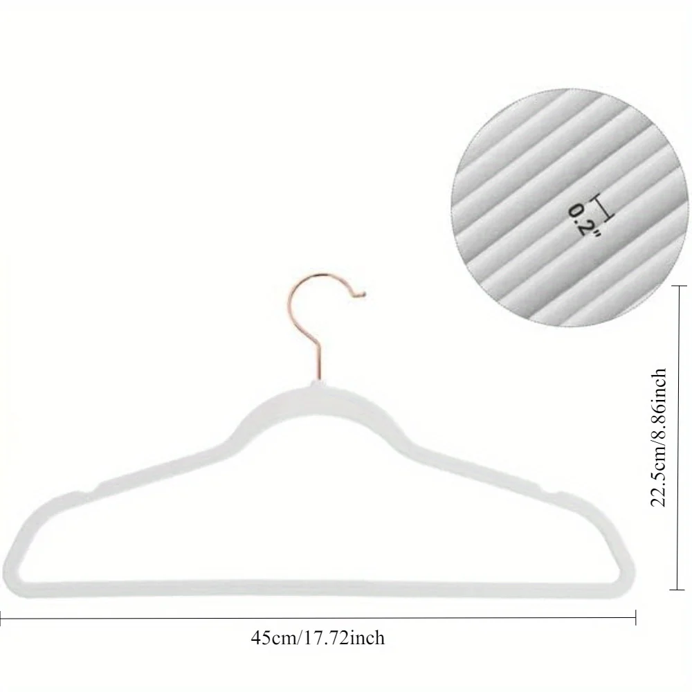 50pcs Rotating Rose Gold Velvet Hangers Non-Slip with 360° Swivel Hook Premium Designer Hangers Perfect for Coats Suits Blouses