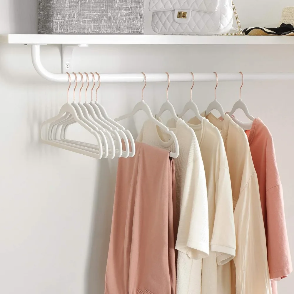 50pcs Rotating Rose Gold Velvet Hangers Non-Slip with 360° Swivel Hook Premium Designer Hangers Perfect for Coats Suits Blouses