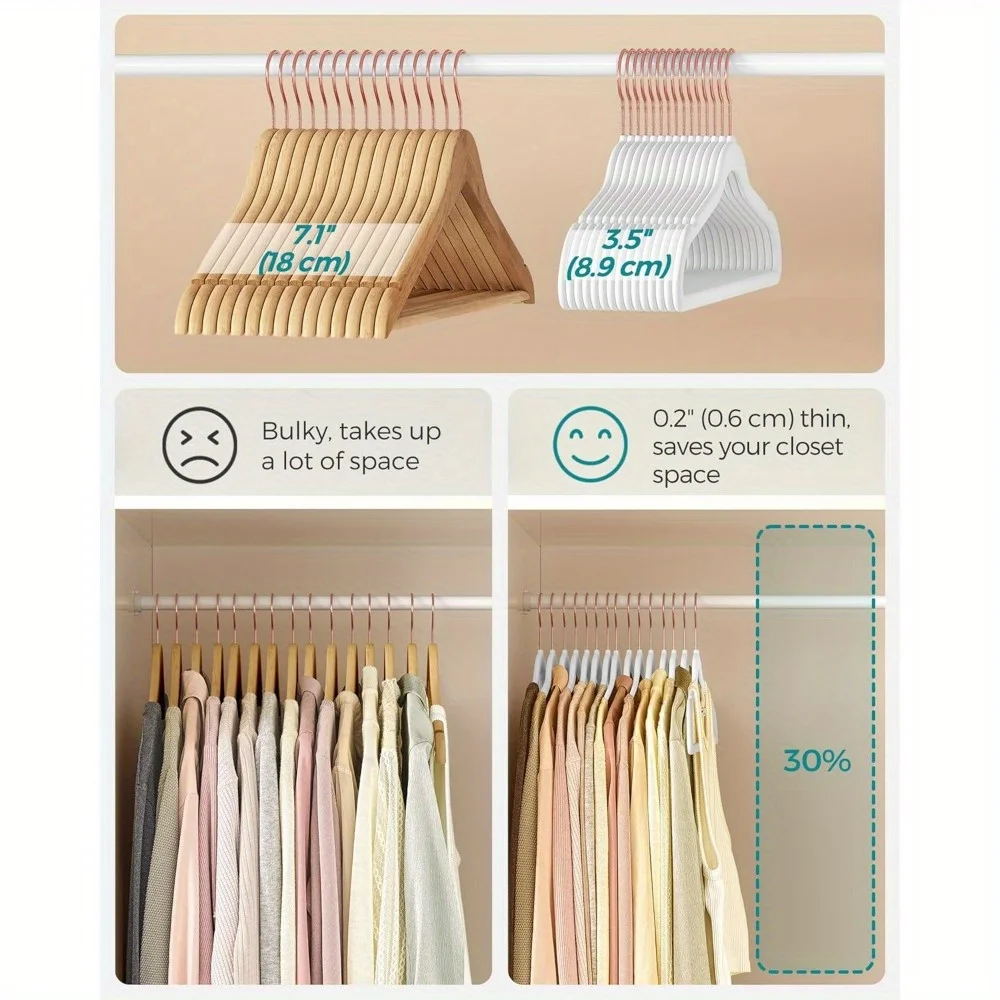 50pcs Rotating Rose Gold Velvet Hangers Non-Slip with 360° Swivel Hook Premium Designer Hangers Perfect for Coats Suits Blouses