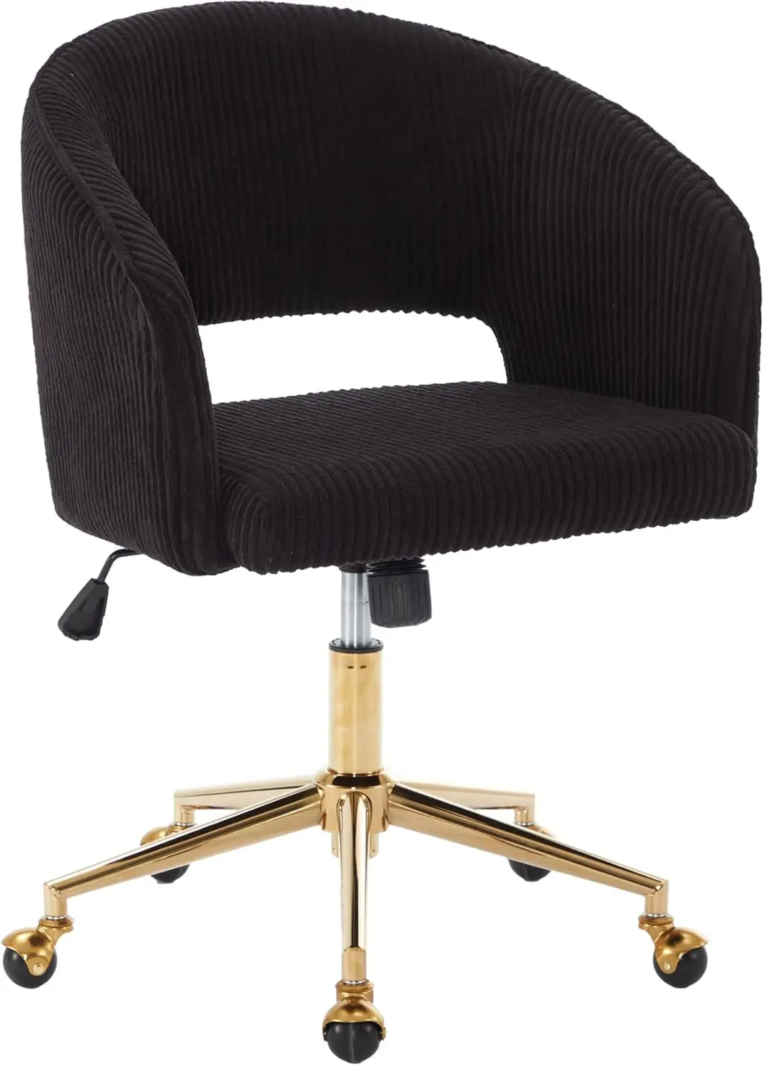 Home Office Swivel Velvet Desk Chair Modern Tufted Accent Armchair with Gold Base Ergonomic Computer Task Stool for Living Room