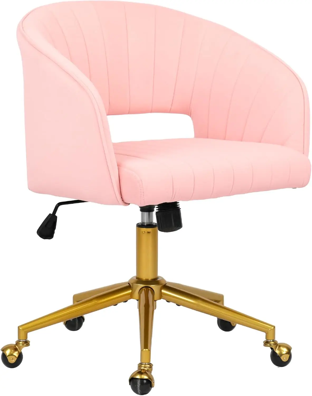 Home Office Swivel Velvet Desk Chair Modern Tufted Accent Armchair with Gold Base Ergonomic Computer Task Stool for Living Room
