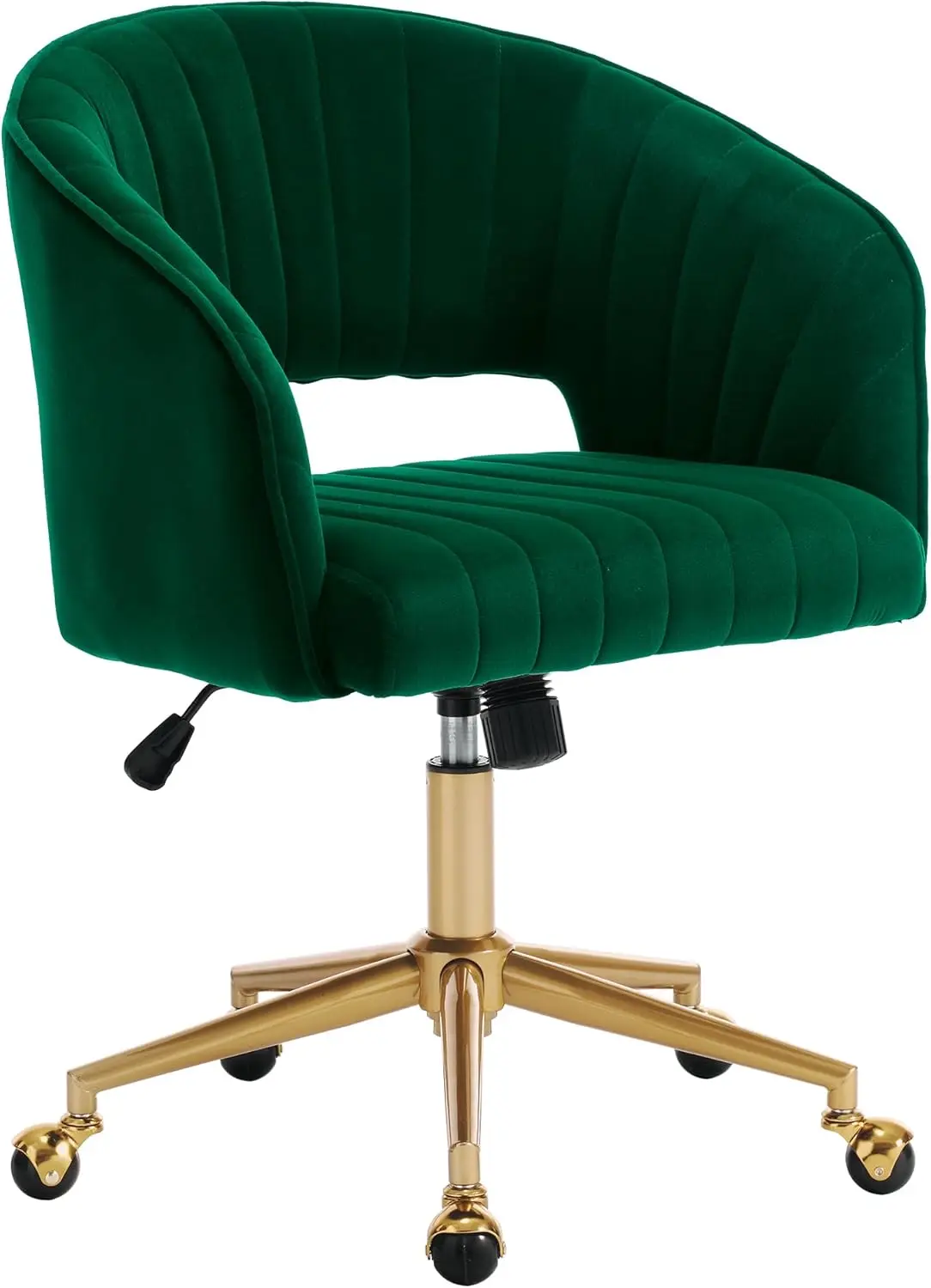 Home Office Swivel Velvet Desk Chair Modern Tufted Accent Armchair with Gold Base Ergonomic Computer Task Stool for Living Room