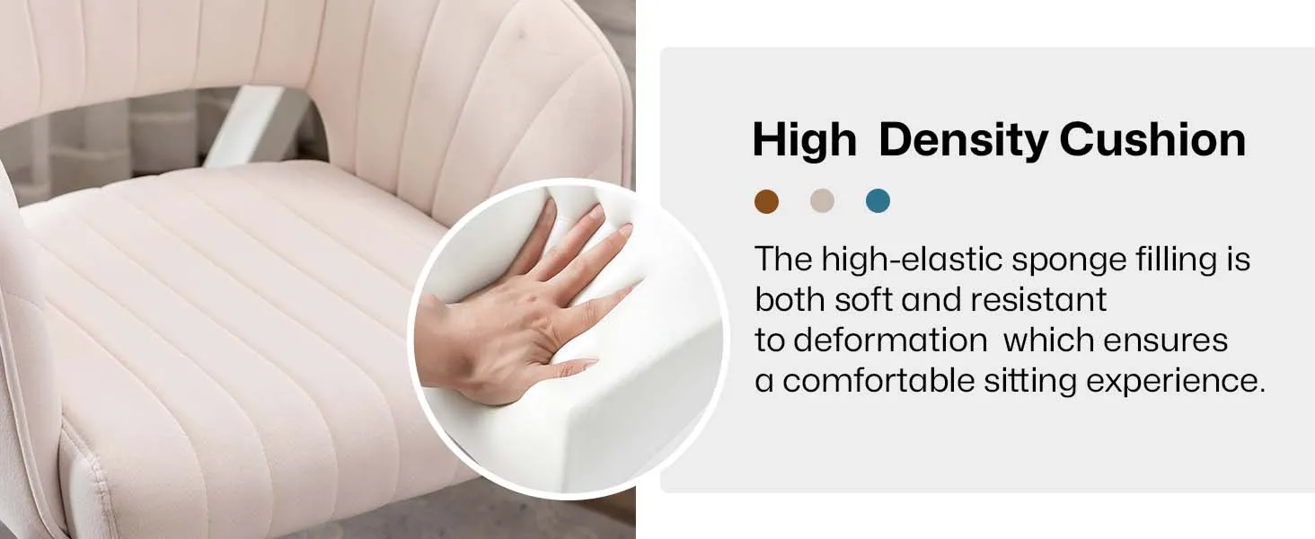 Home Office Swivel Velvet Desk Chair Modern Tufted Accent Armchair with Gold Base Ergonomic Computer Task Stool for Living Room