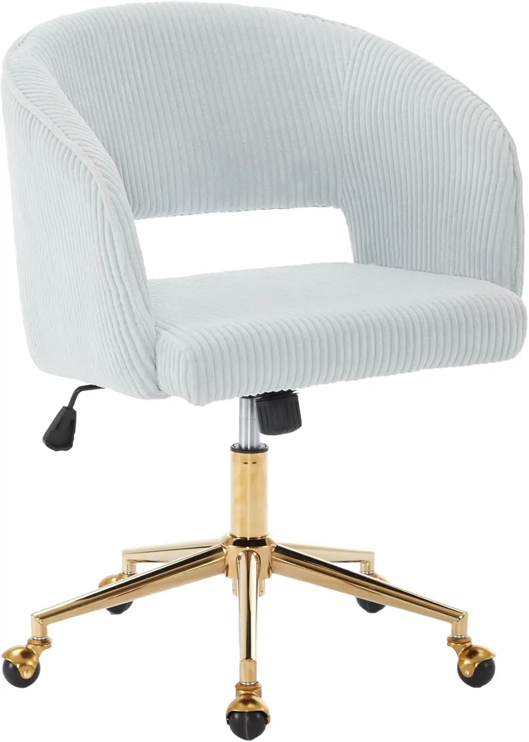 Home Office Swivel Velvet Desk Chair Modern Tufted Accent Armchair with Gold Base Ergonomic Computer Task Stool for Living Room