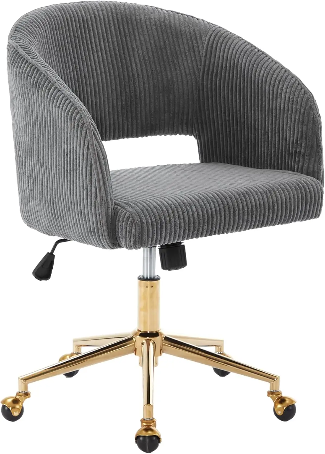 Home Office Swivel Velvet Desk Chair Modern Tufted Accent Armchair with Gold Base Ergonomic Computer Task Stool for Living Room