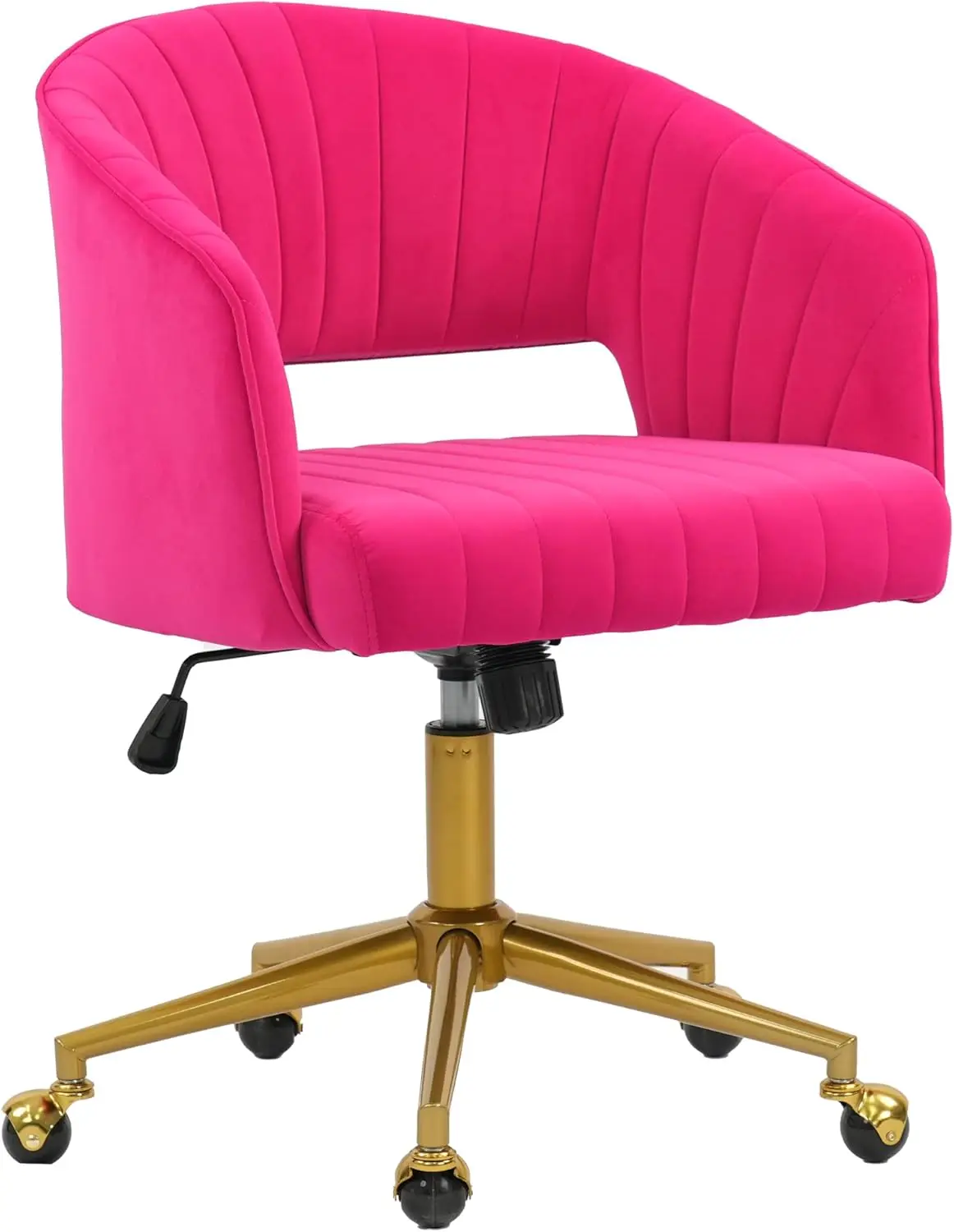 Home Office Swivel Velvet Desk Chair Modern Tufted Accent Armchair with Gold Base Ergonomic Computer Task Stool for Living Room