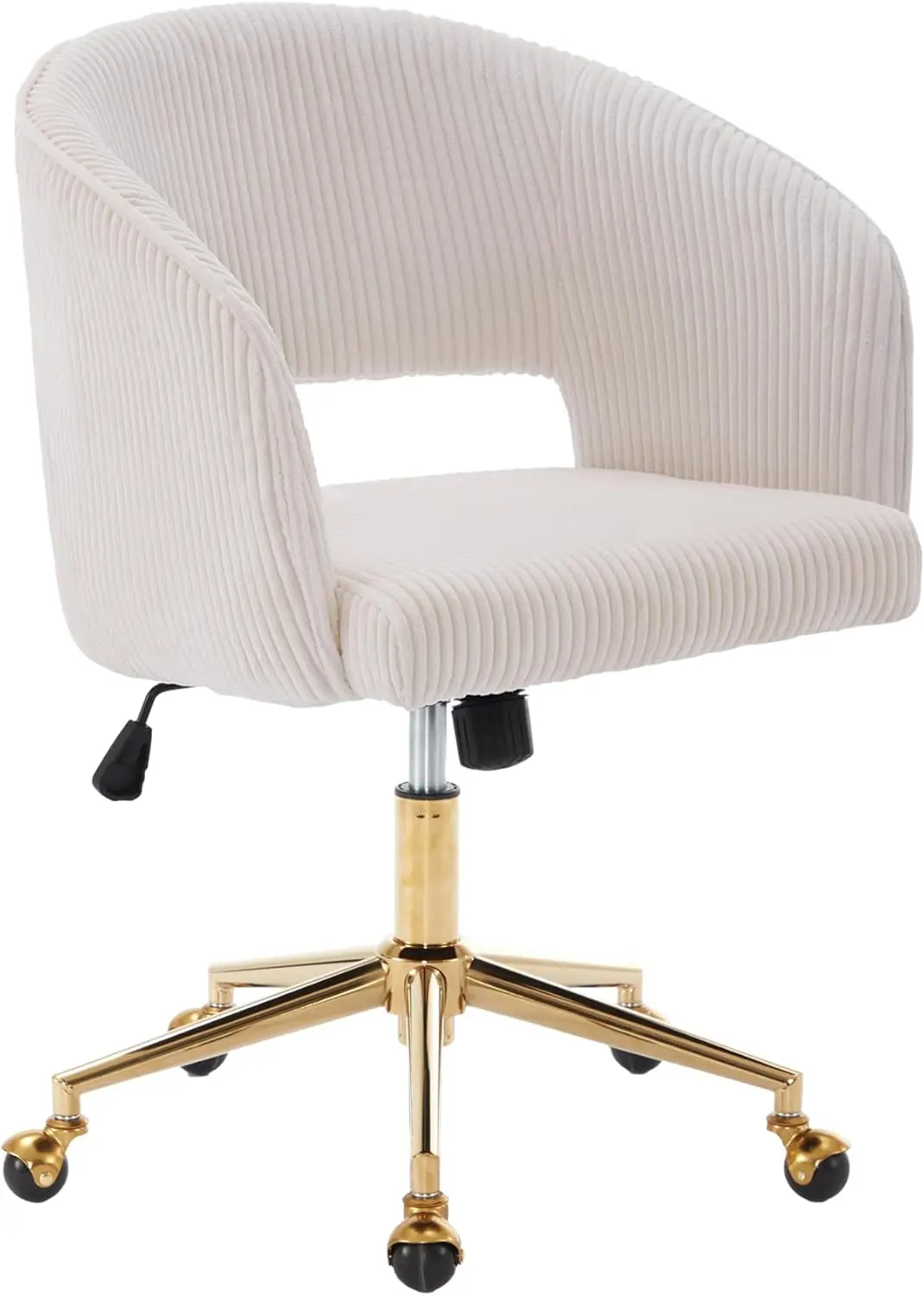 Home Office Swivel Velvet Desk Chair Modern Tufted Accent Armchair with Gold Base Ergonomic Computer Task Stool for Living Room