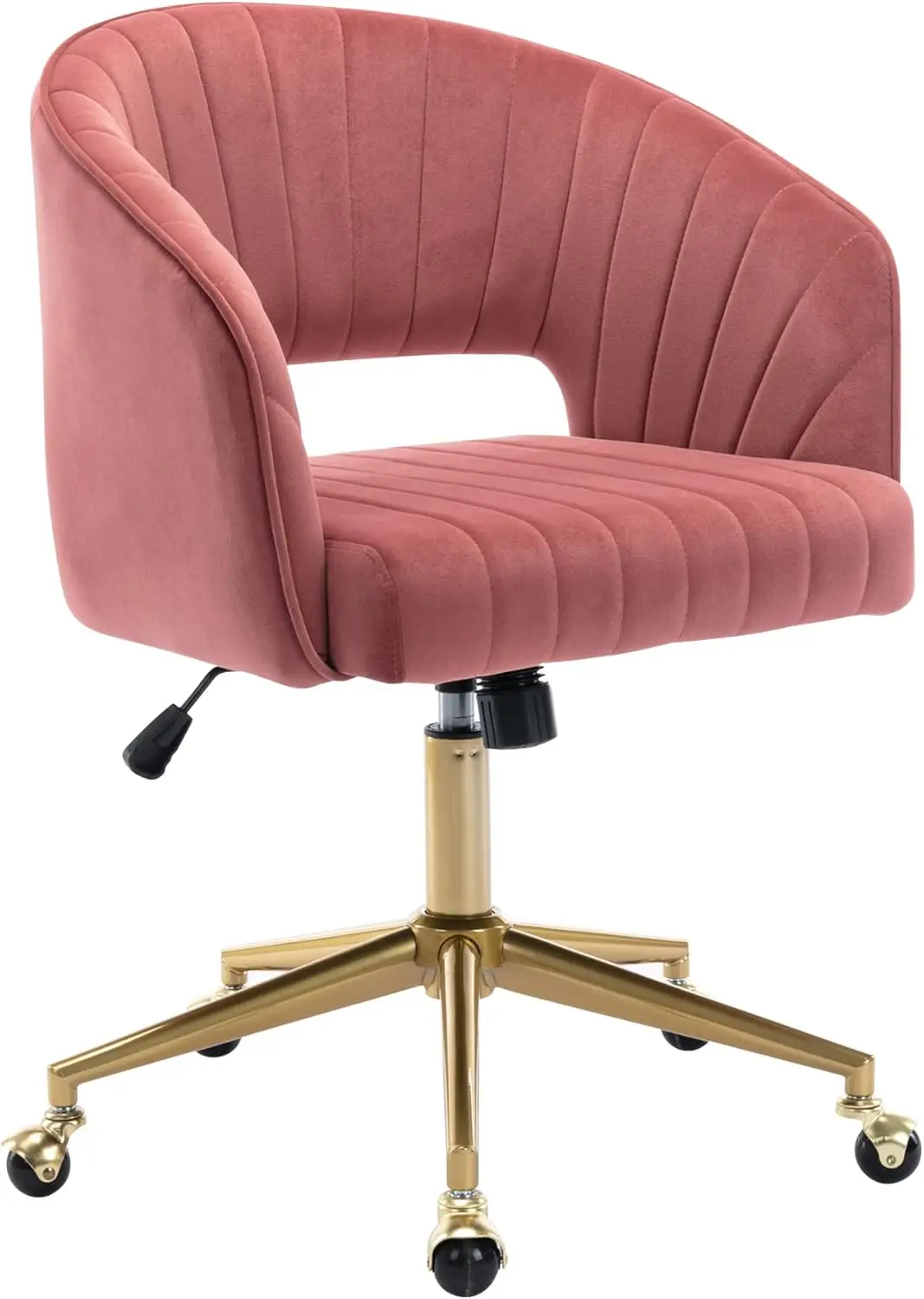 Home Office Swivel Velvet Desk Chair Modern Tufted Accent Armchair with Gold Base Ergonomic Computer Task Stool for Living Room
