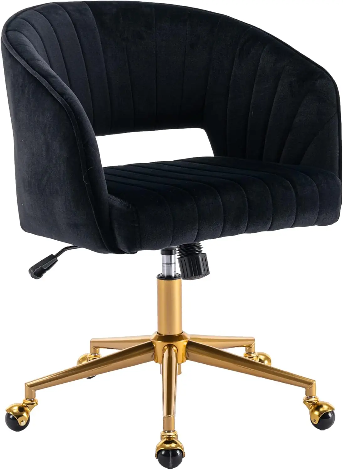 Home Office Swivel Velvet Desk Chair Modern Tufted Accent Armchair with Gold Base Ergonomic Computer Task Stool for Living Room